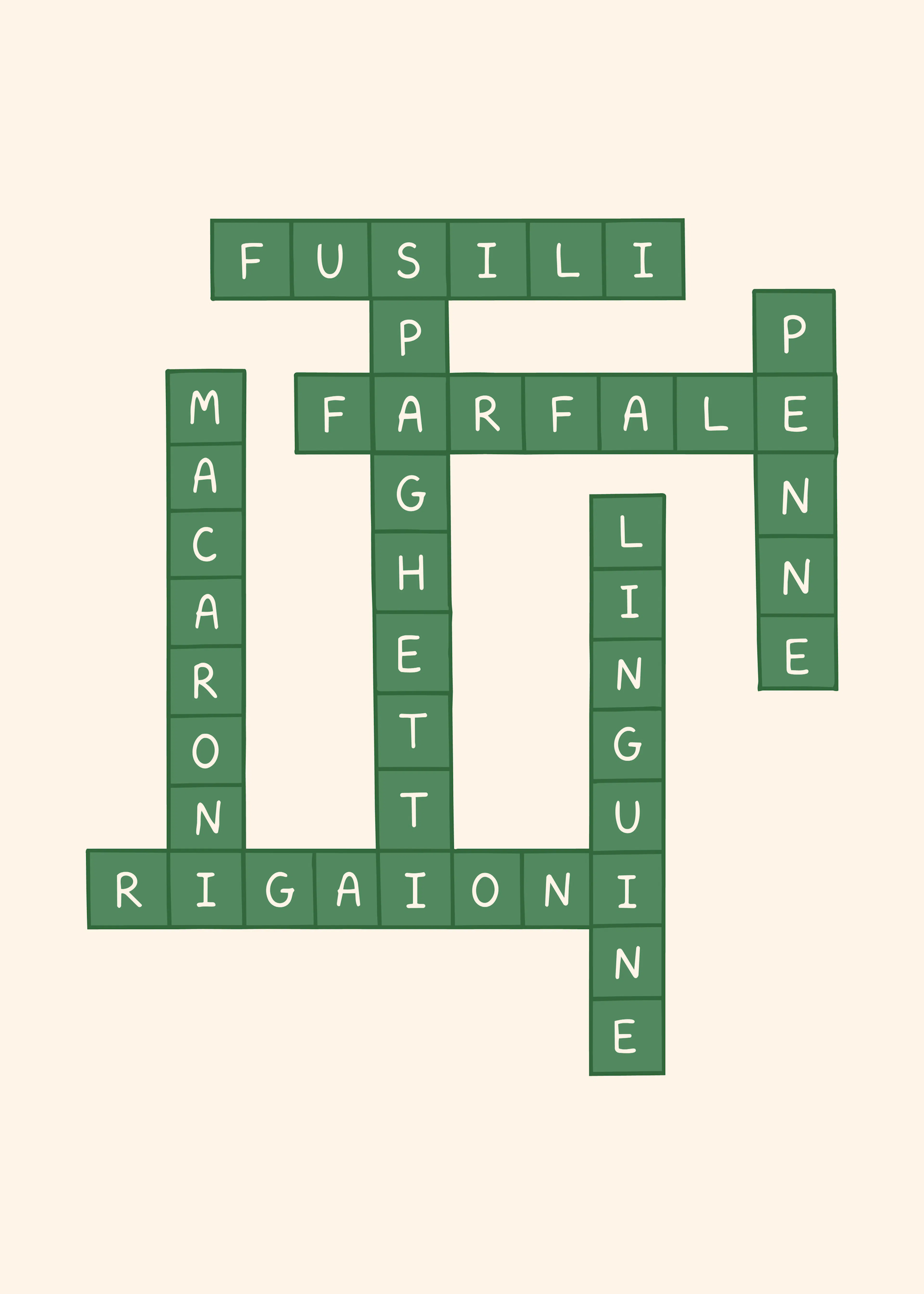 Pasta Crossword Poster 0