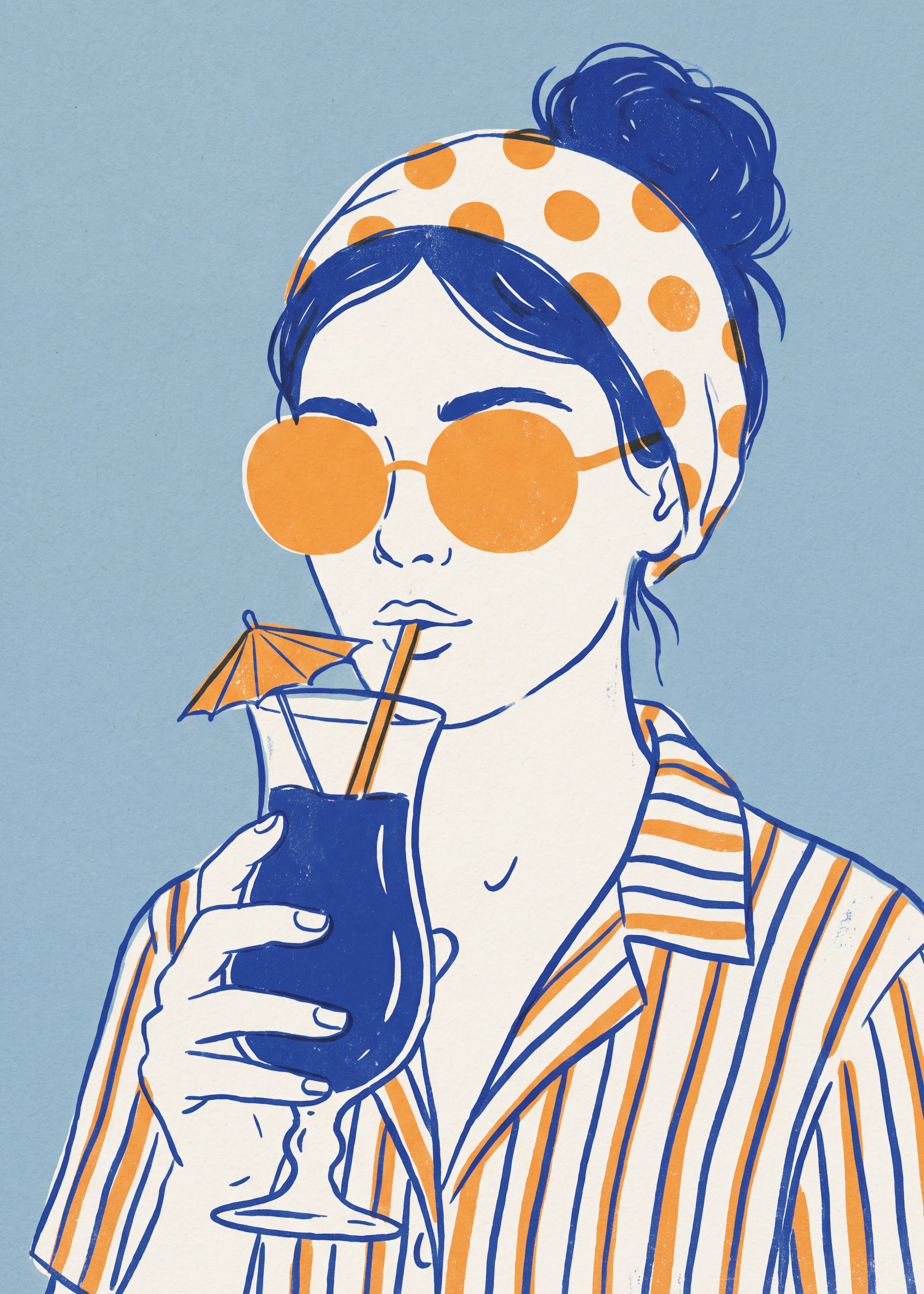 Blaues Retro Sommer Poster 0