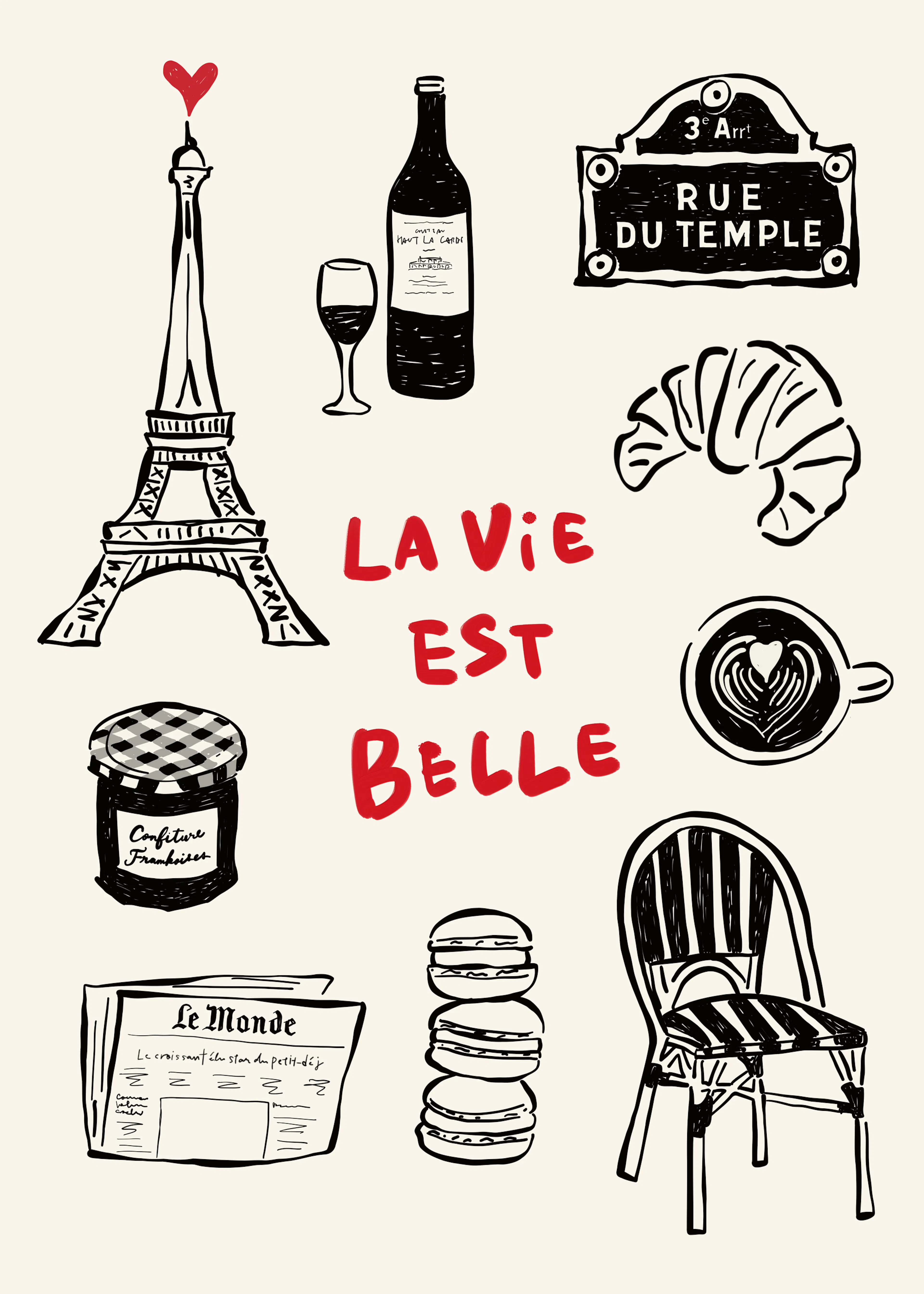 Beige Parijse Charme Poster 0