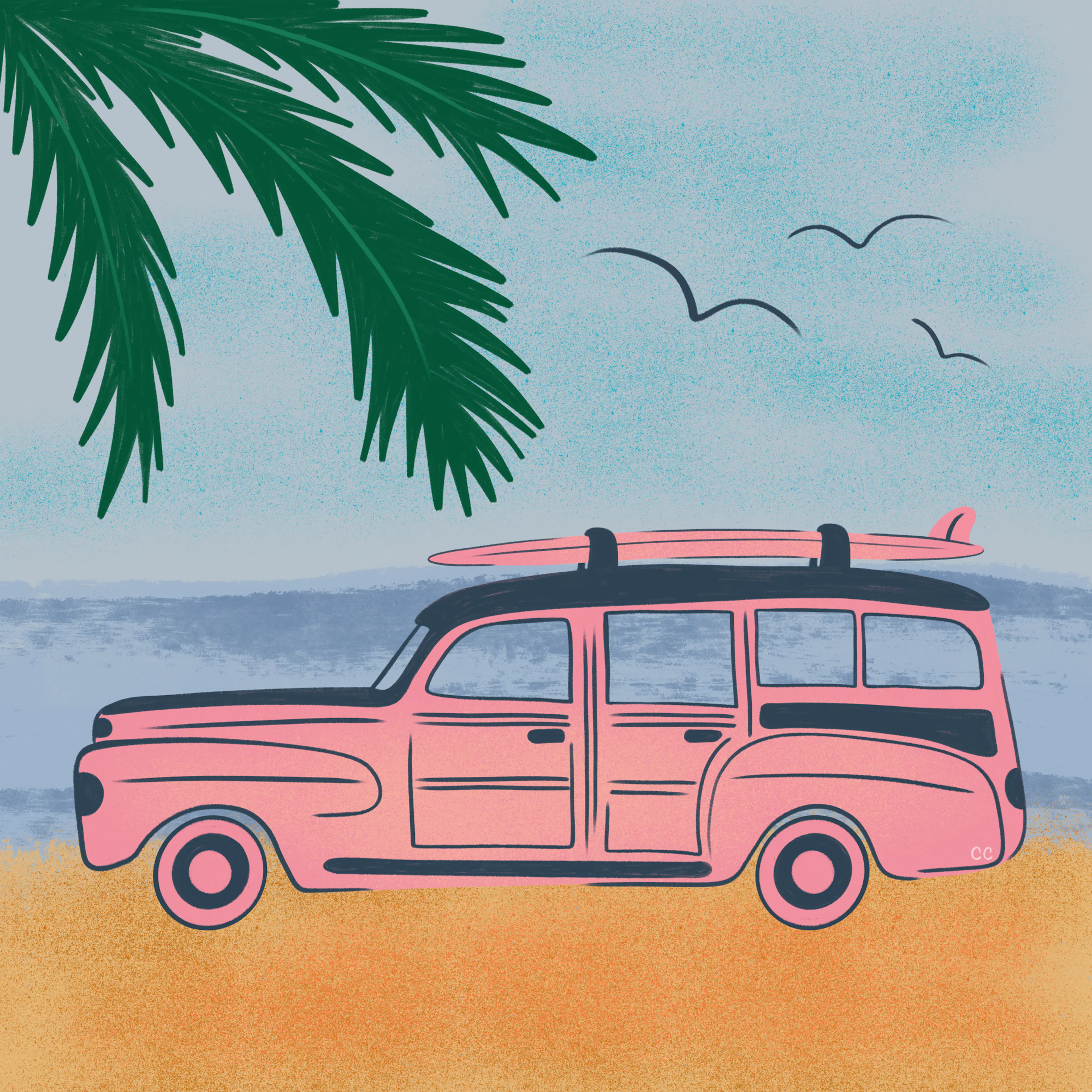 Roze Beach Cruiser Poster 0