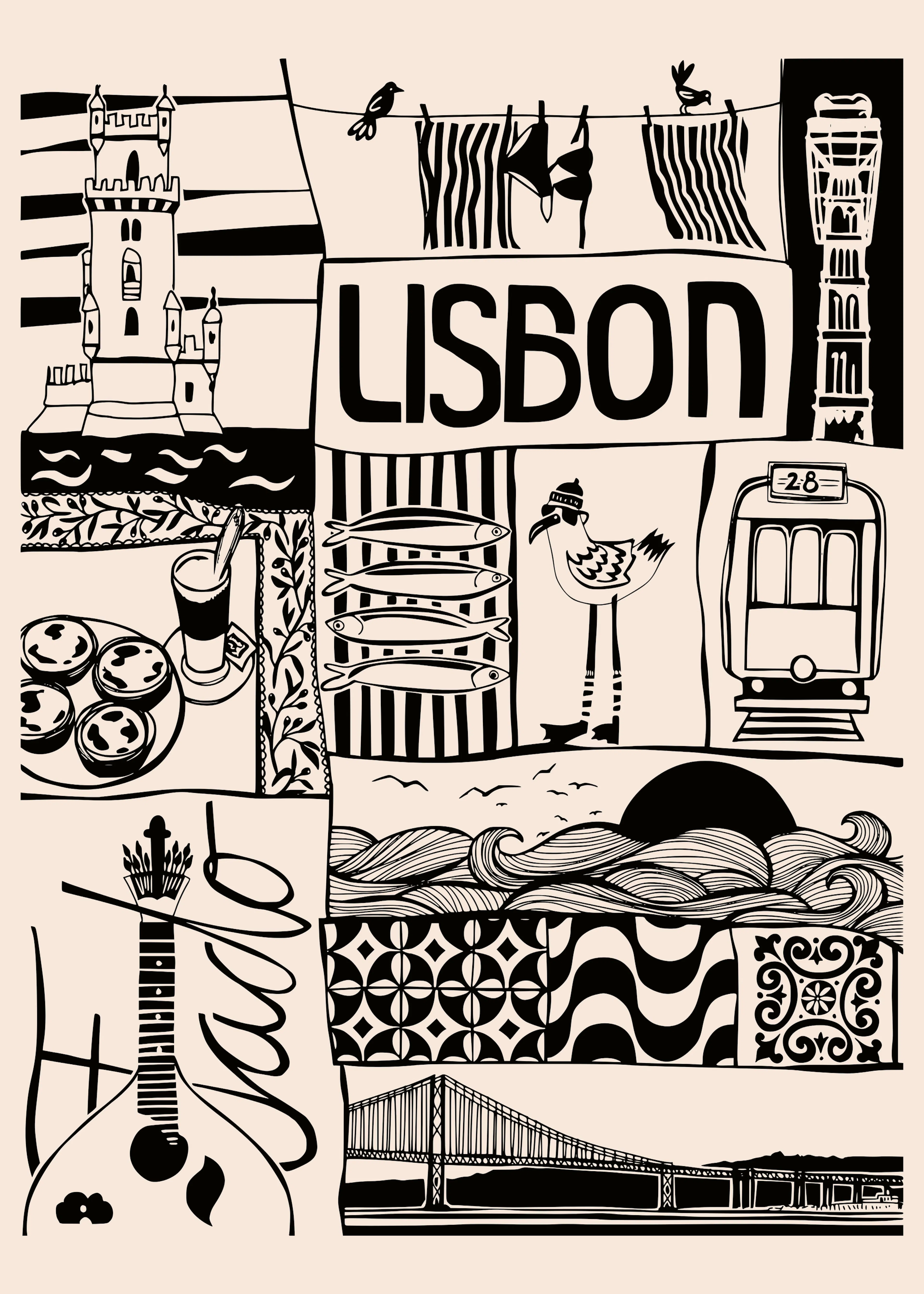 Beige Lissabon Vibes Poster 0