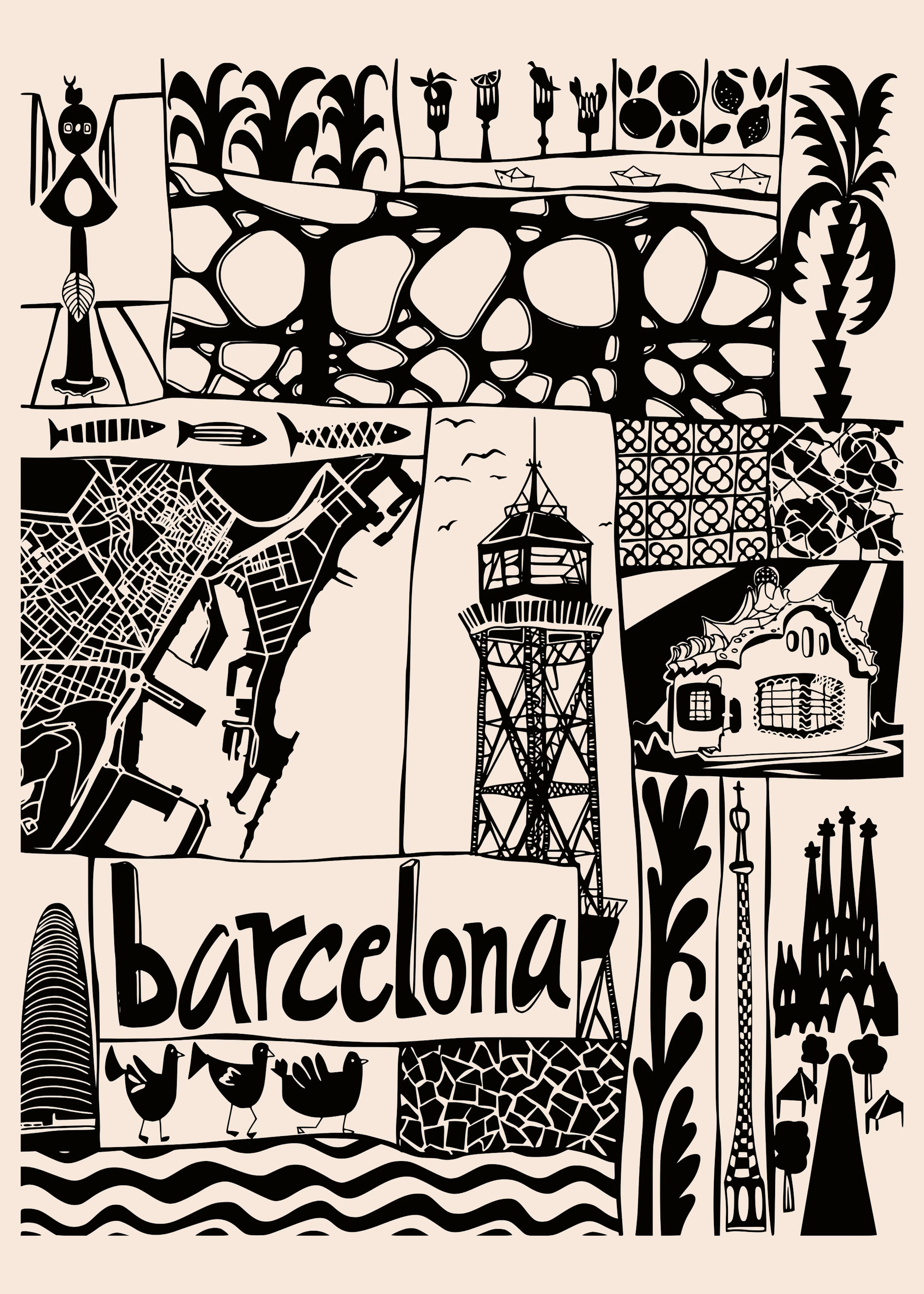 Barcelona Collage Poster 0