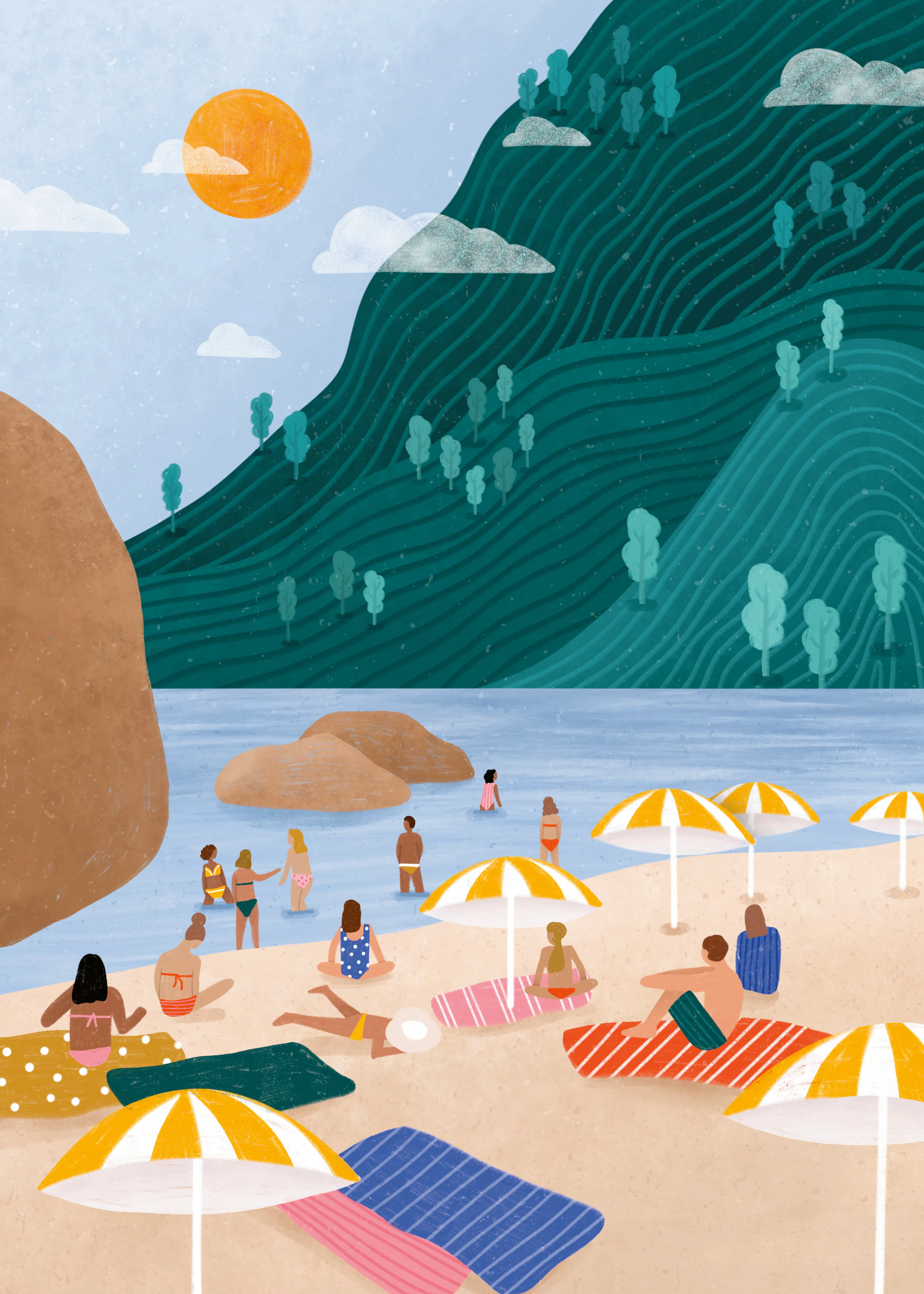 Blauwe Zomer Strand Poster 0