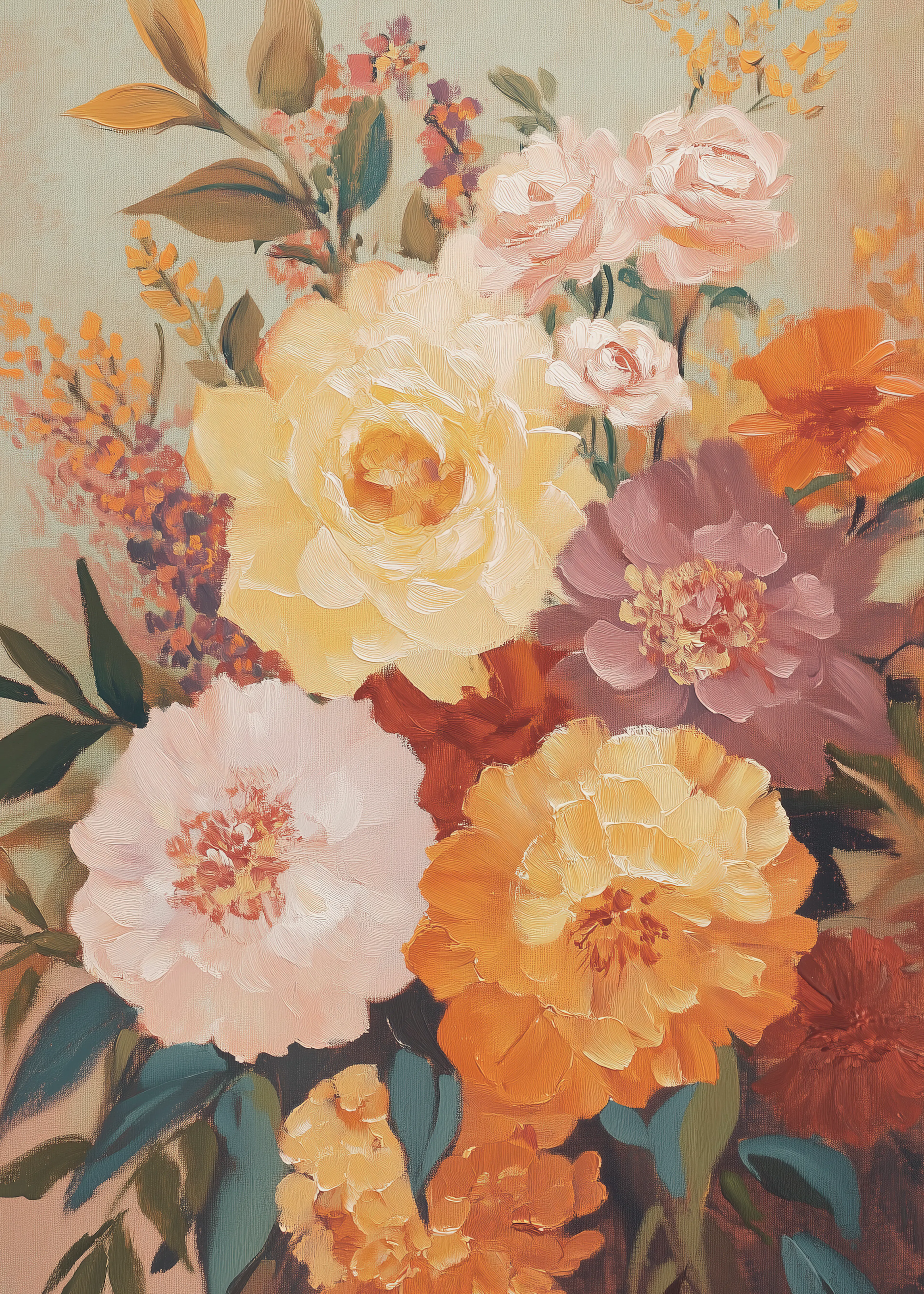 Yellow Vintage Floral Poster 0