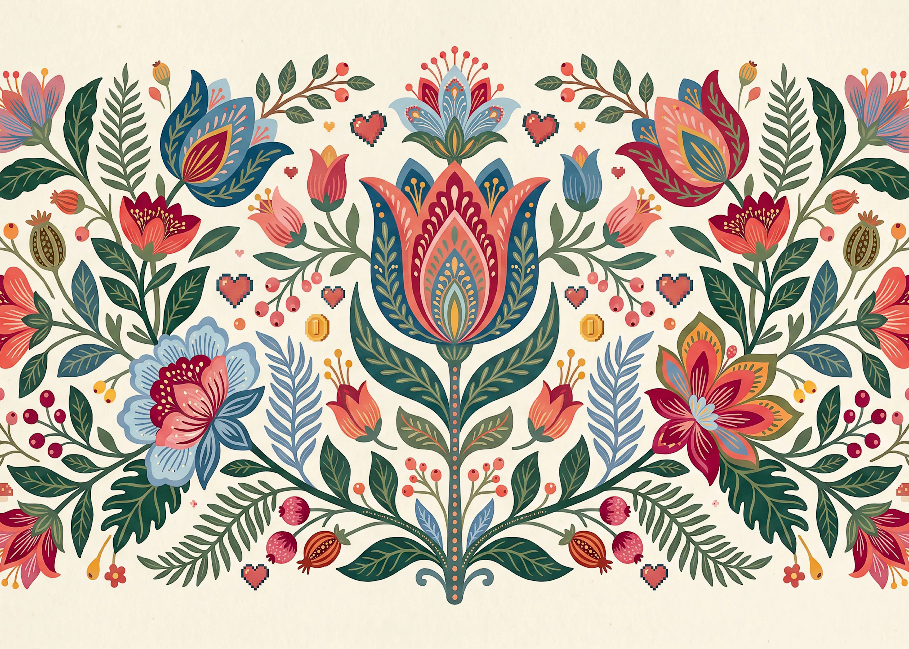 Folk Floral Poster 0