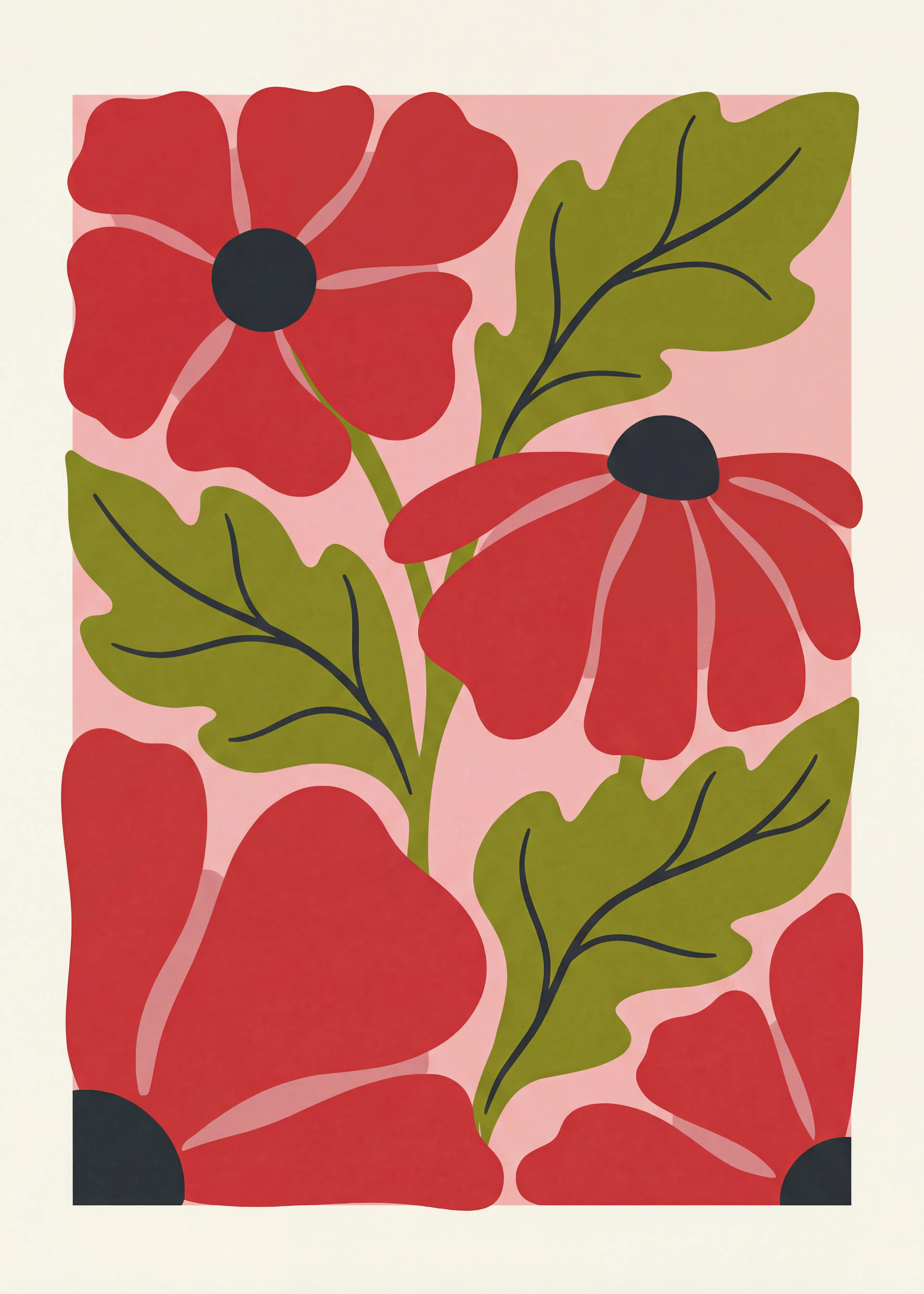 Red Bold Floral Poster 0