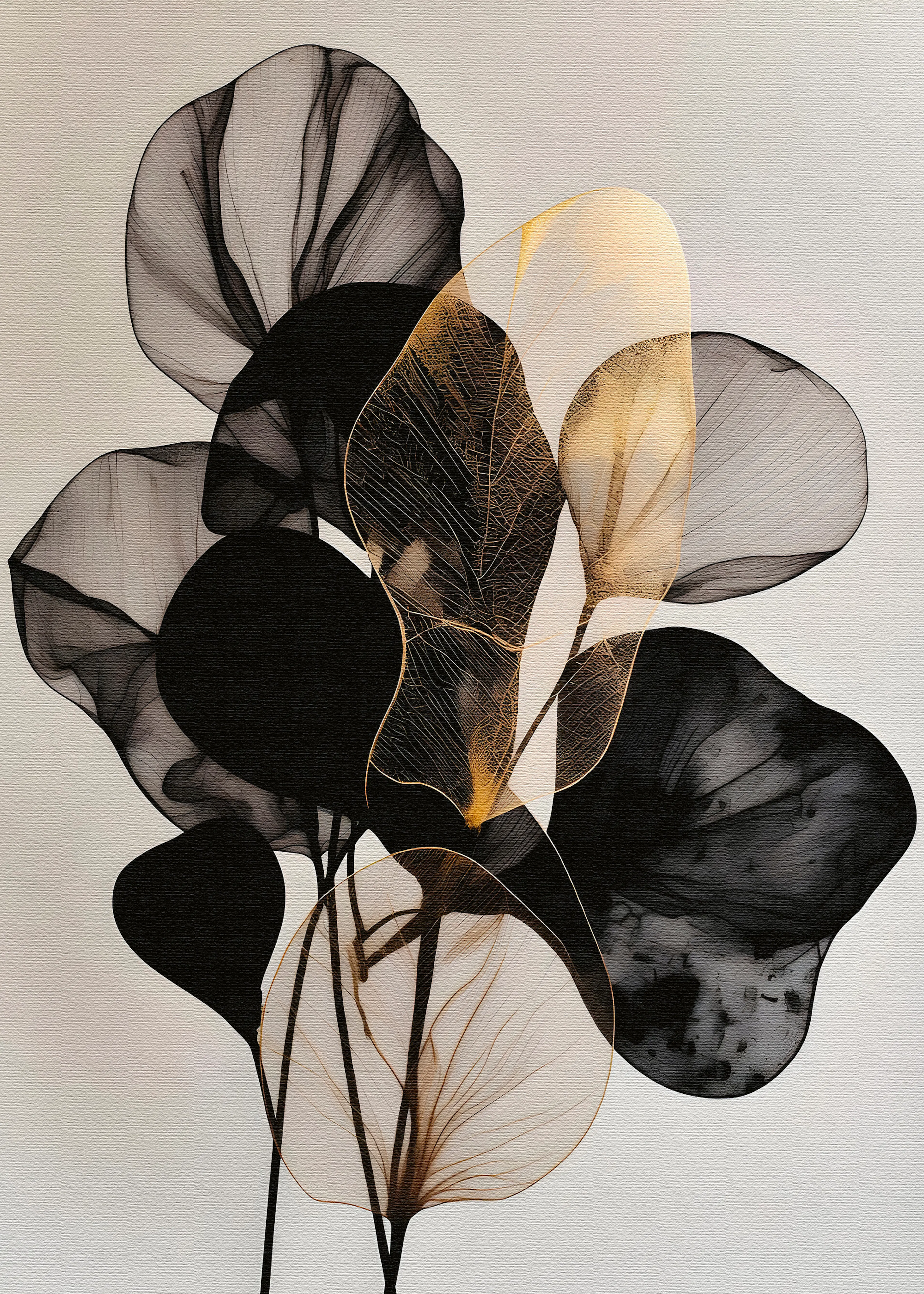 Black Ethereal Leaves Poster 0