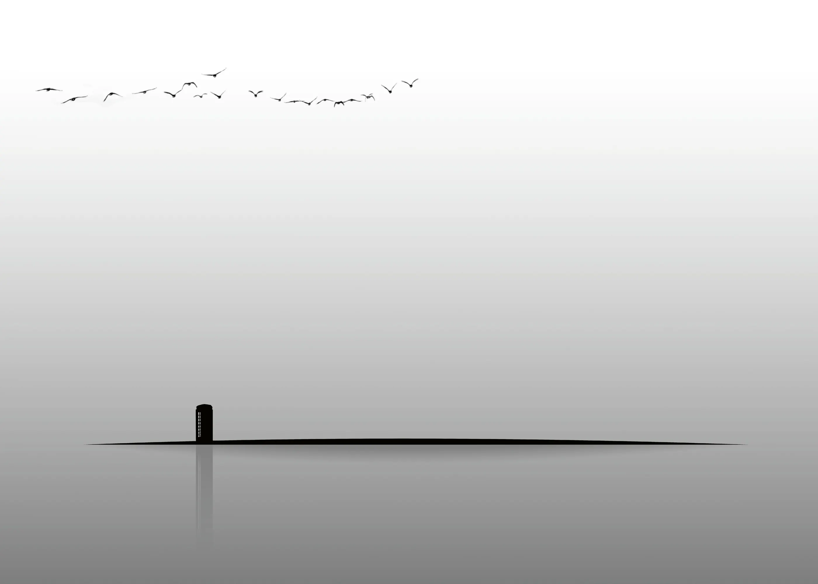 Grauer Stiller Horizont Poster 0