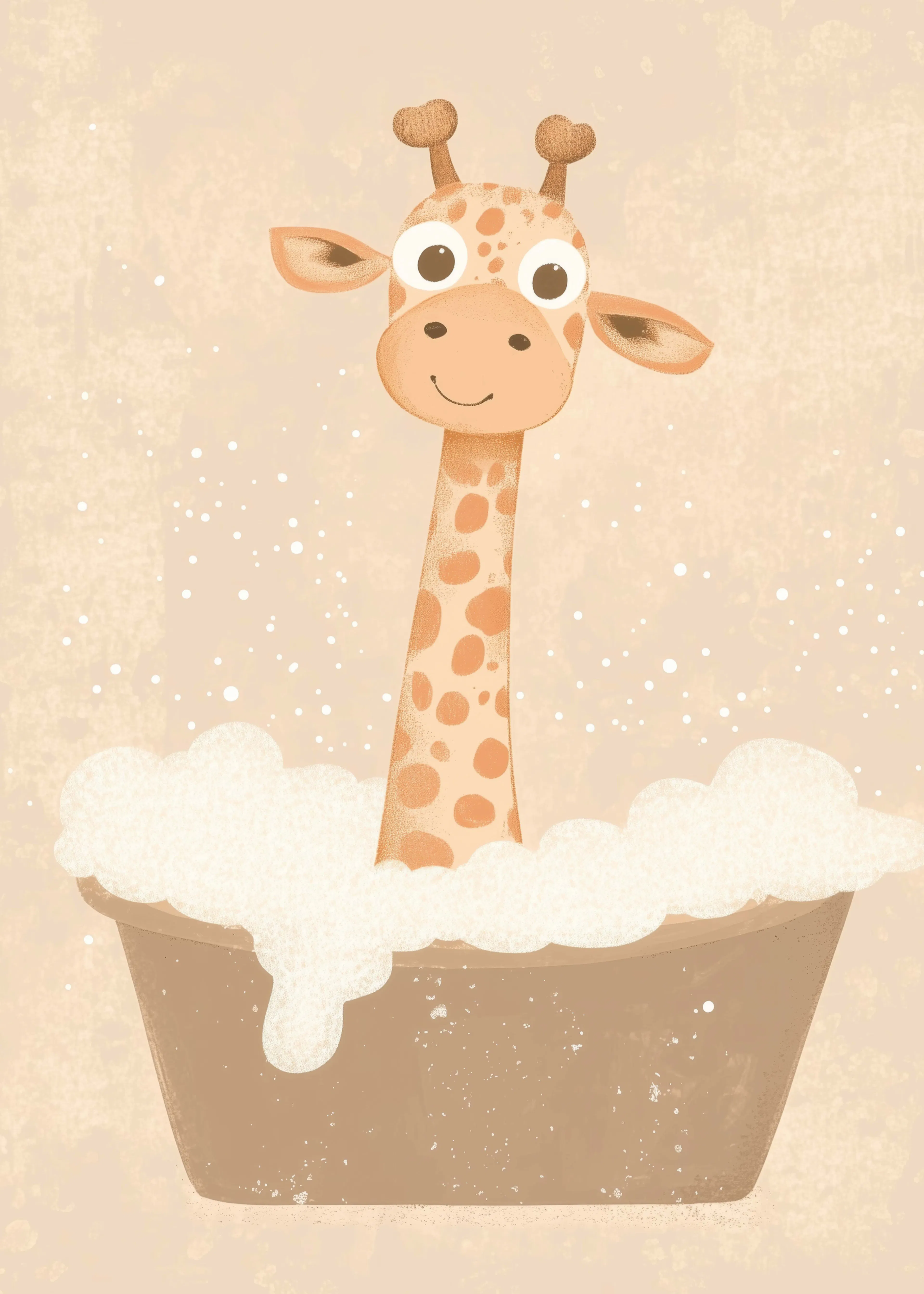 Beige Giraffe Bath Poster 0