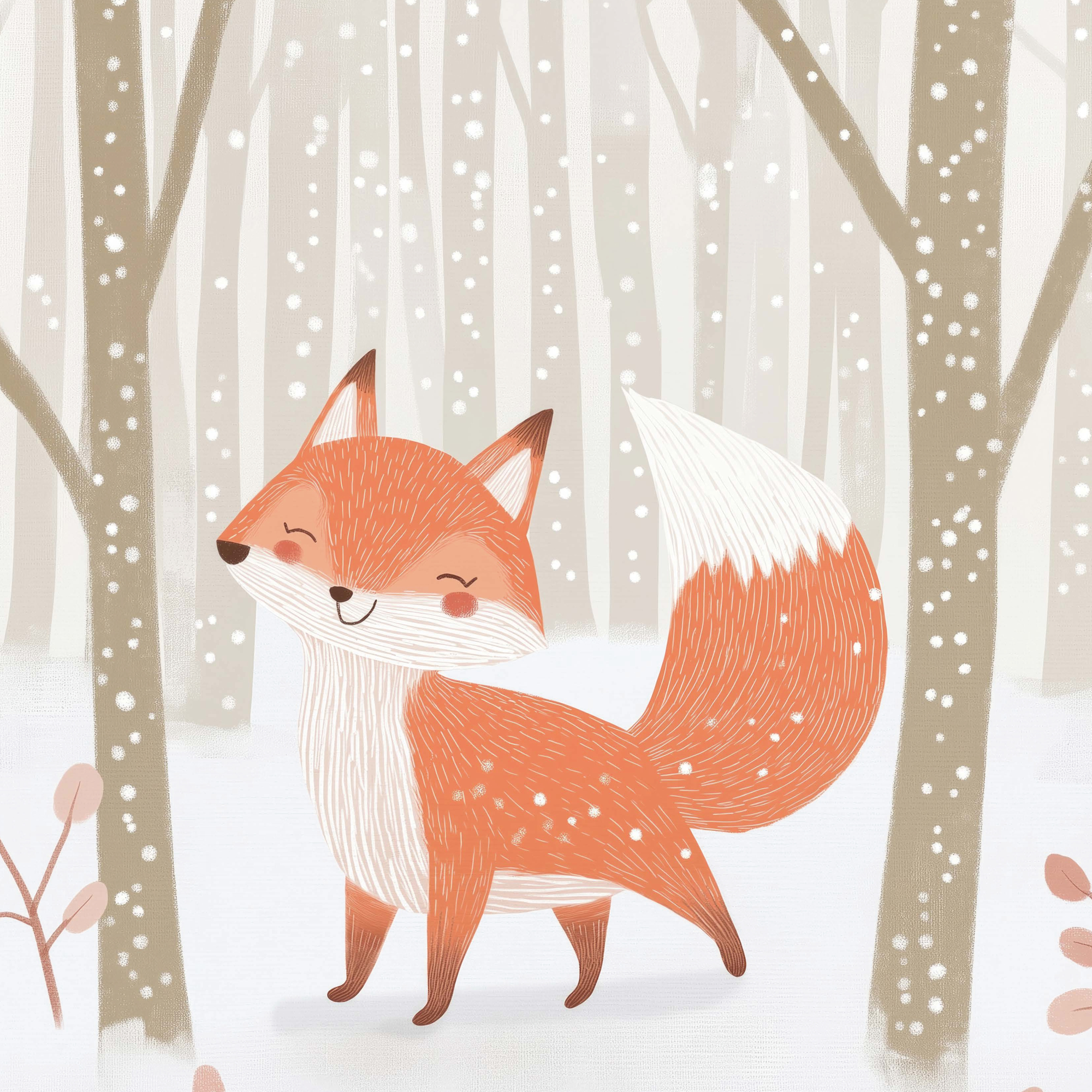 Orange Winter Fox Poster