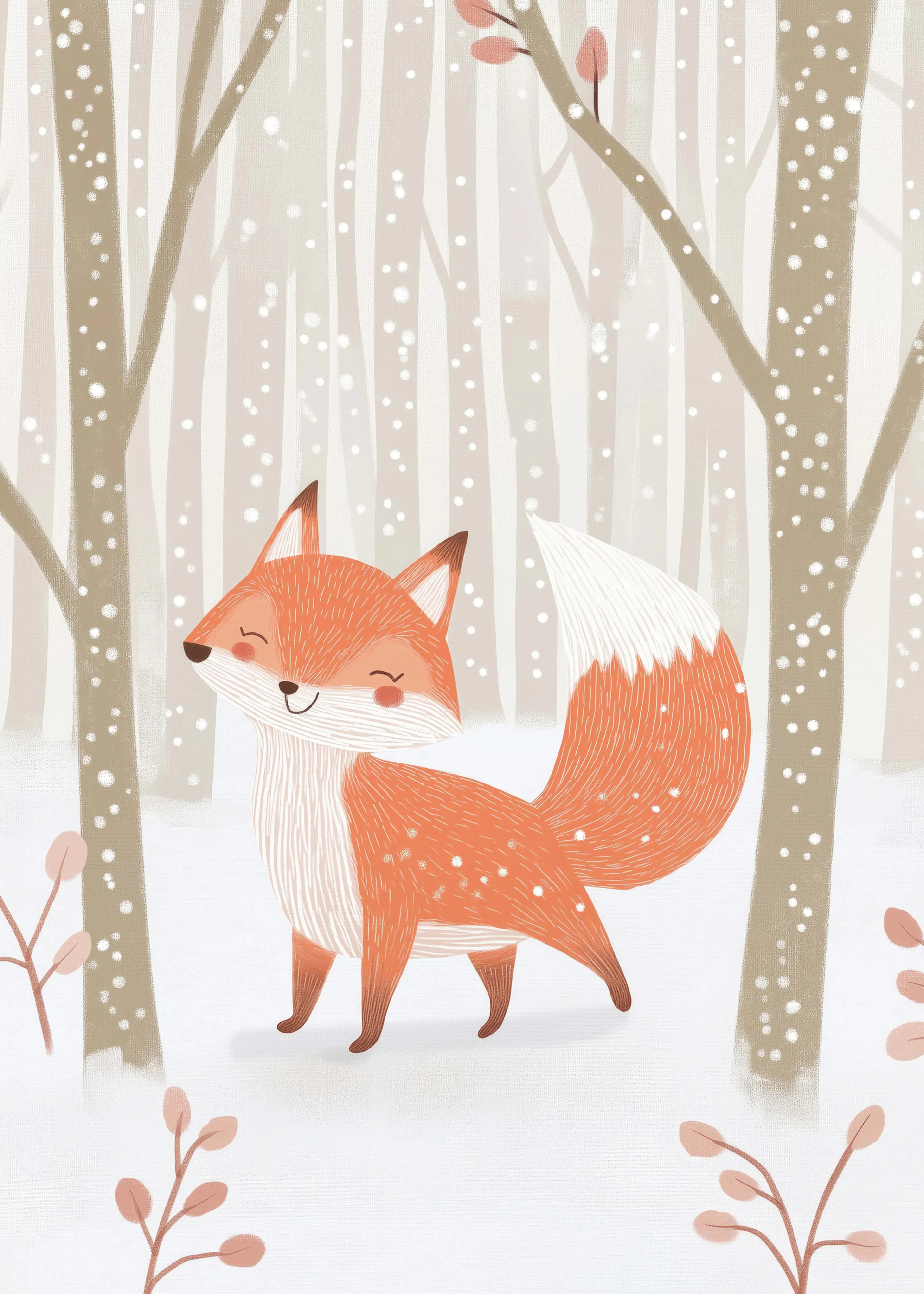 Oranje Winter Vos Poster 0