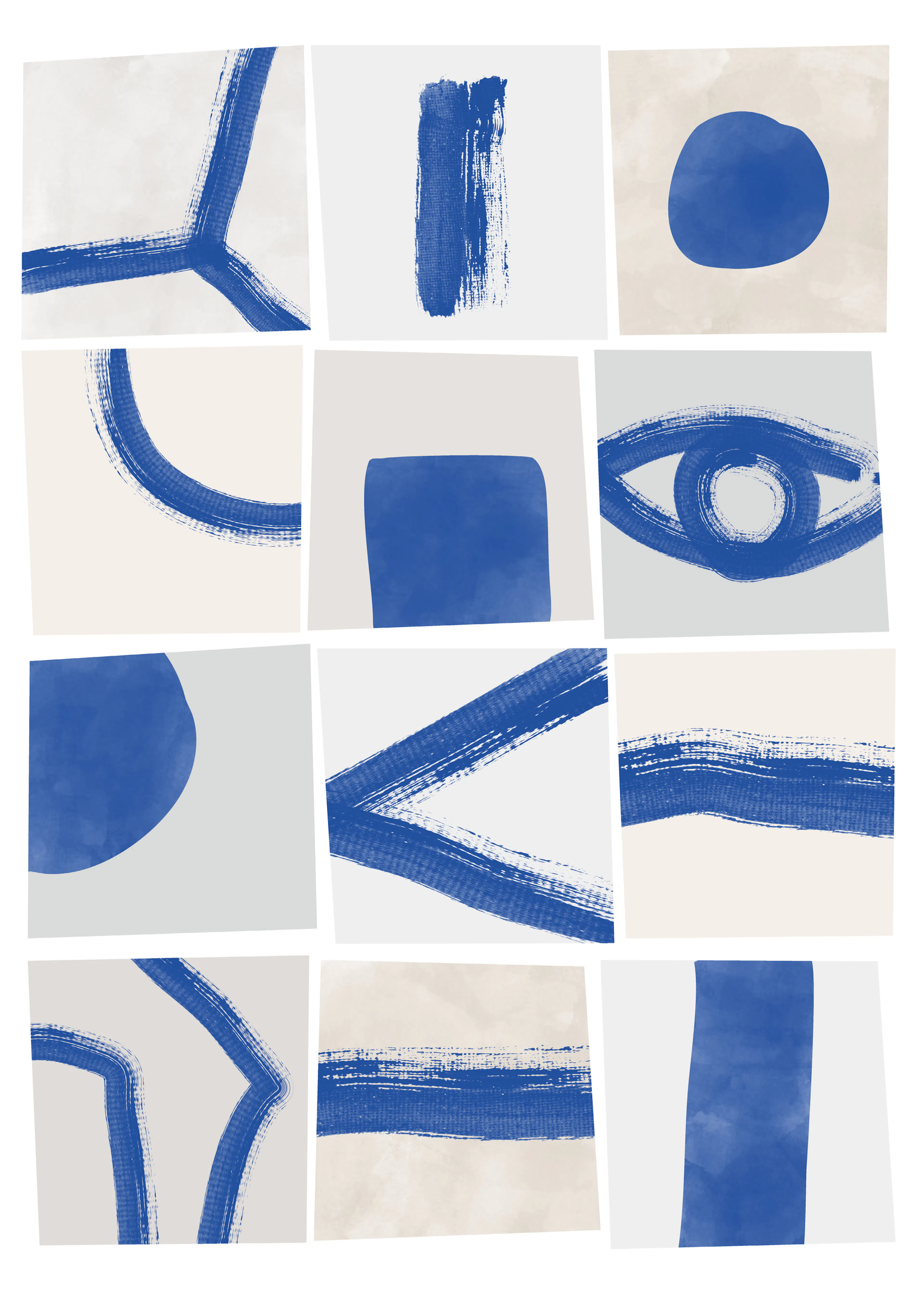Blauw Blauw Abstracte Vormen Poster 0
