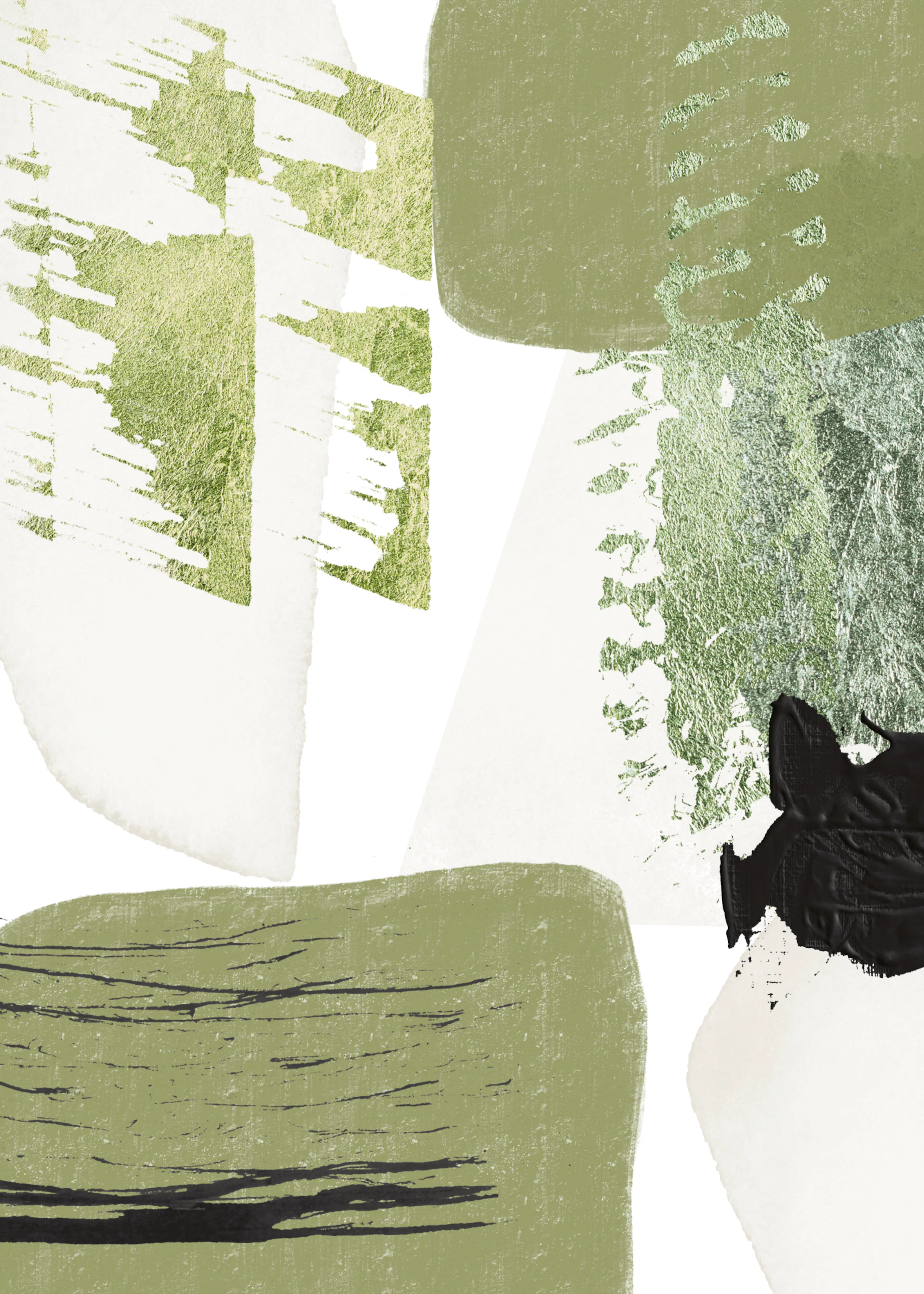 Groene Abstracte Penseelstreken Poster 0