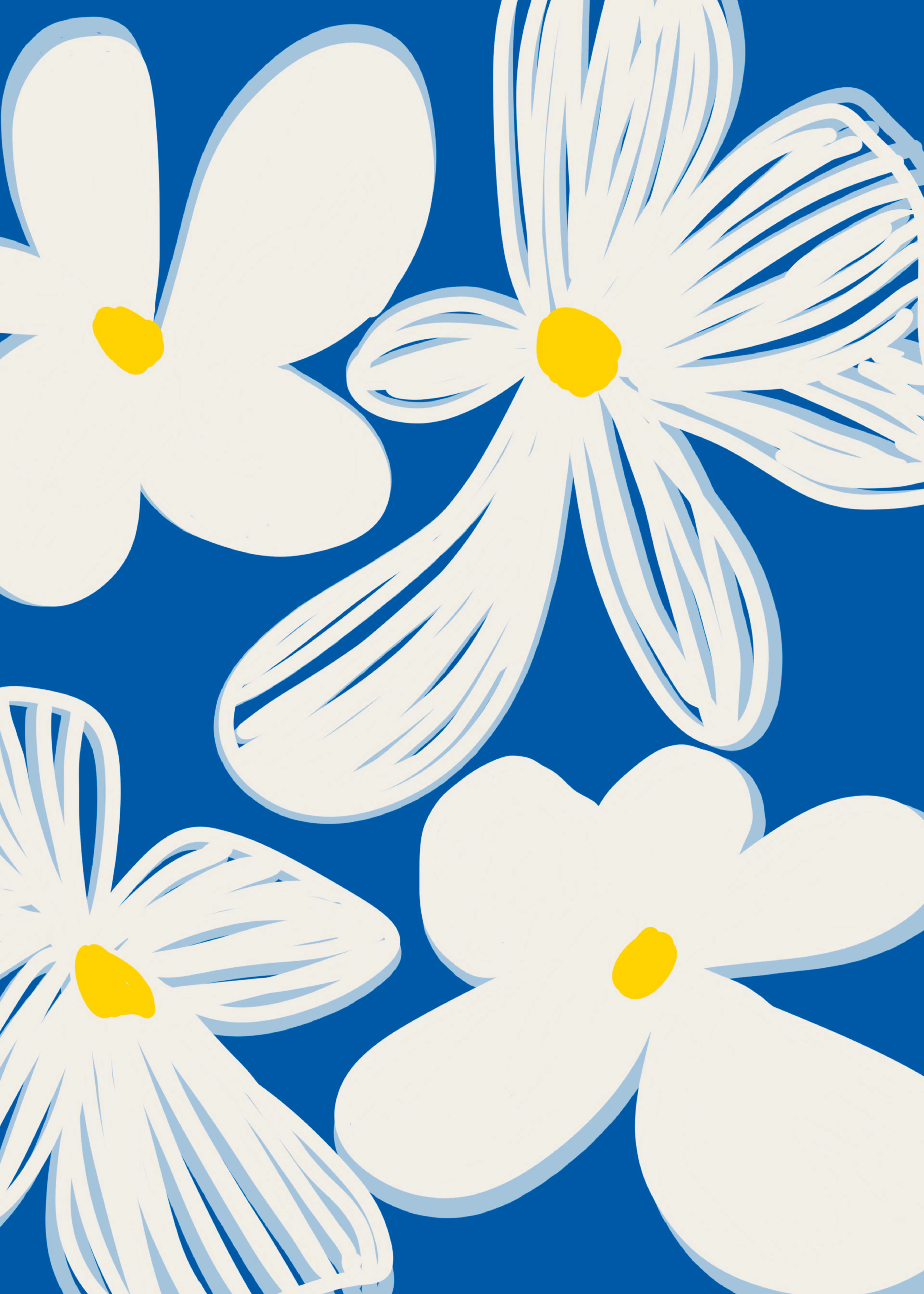 Blue White Floral Poster 0