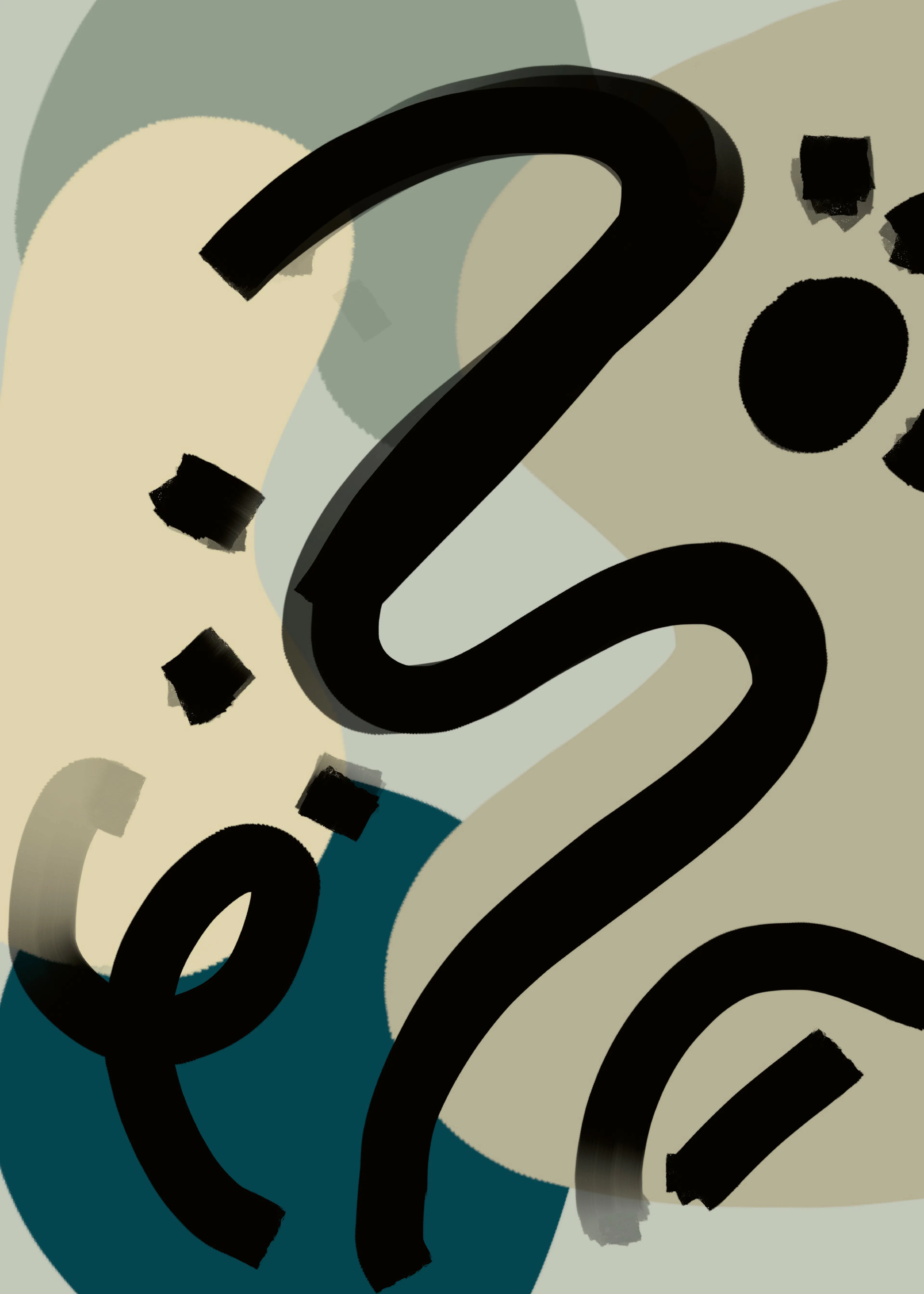 Muted Beige Abstract Flow Poster 0
