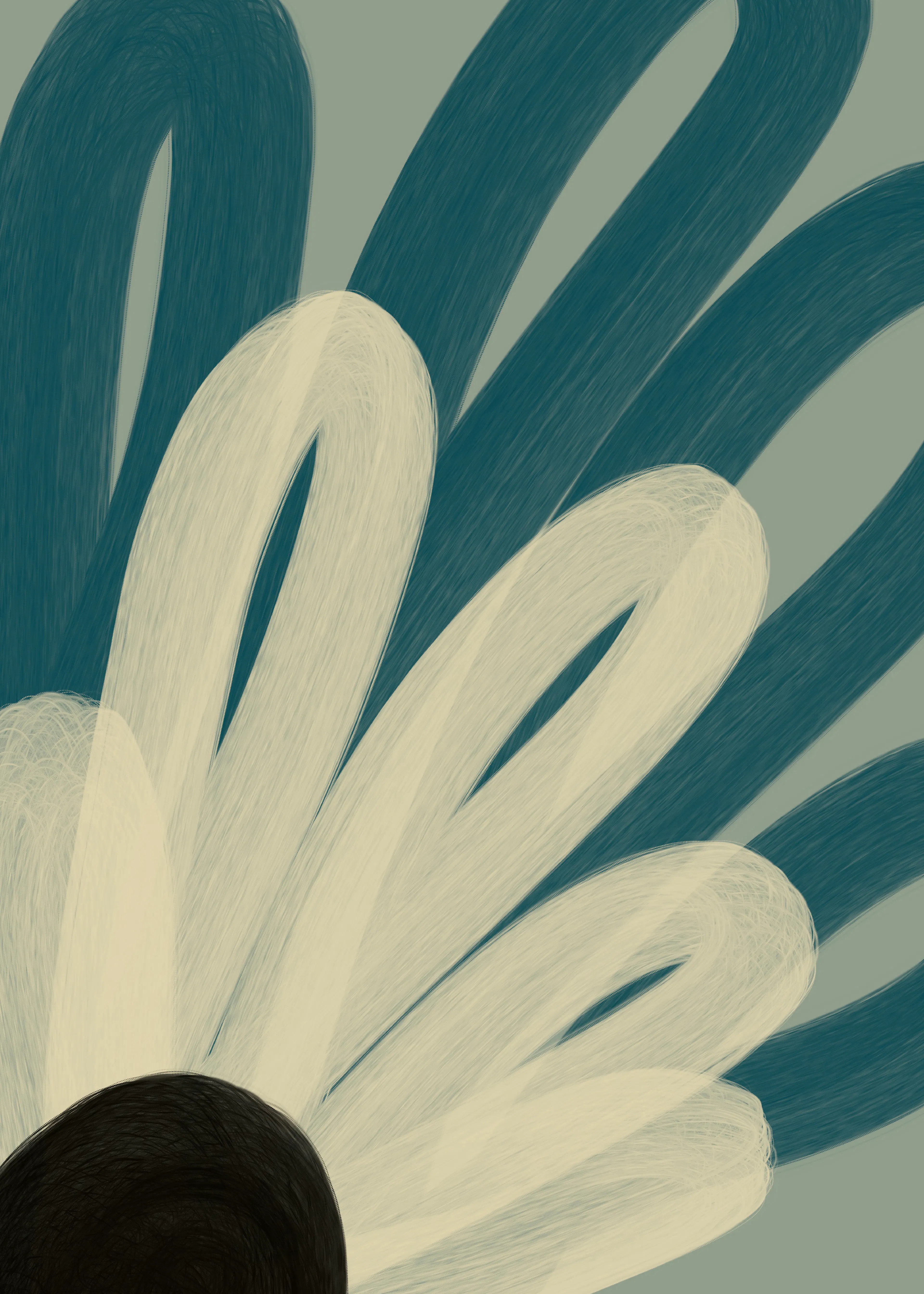 Teal Flowing Petals Poster 0