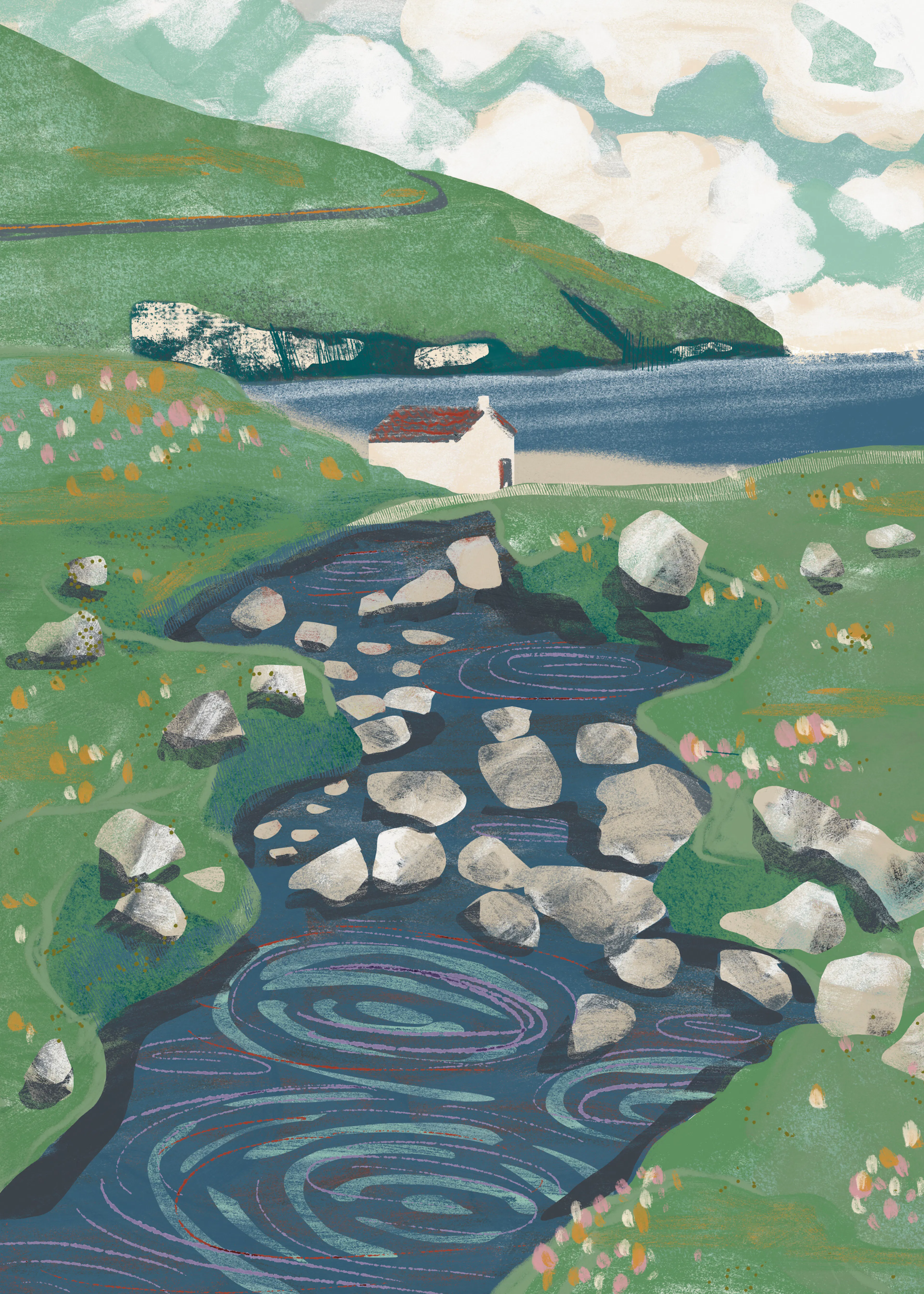 Green Serene River Poster 0