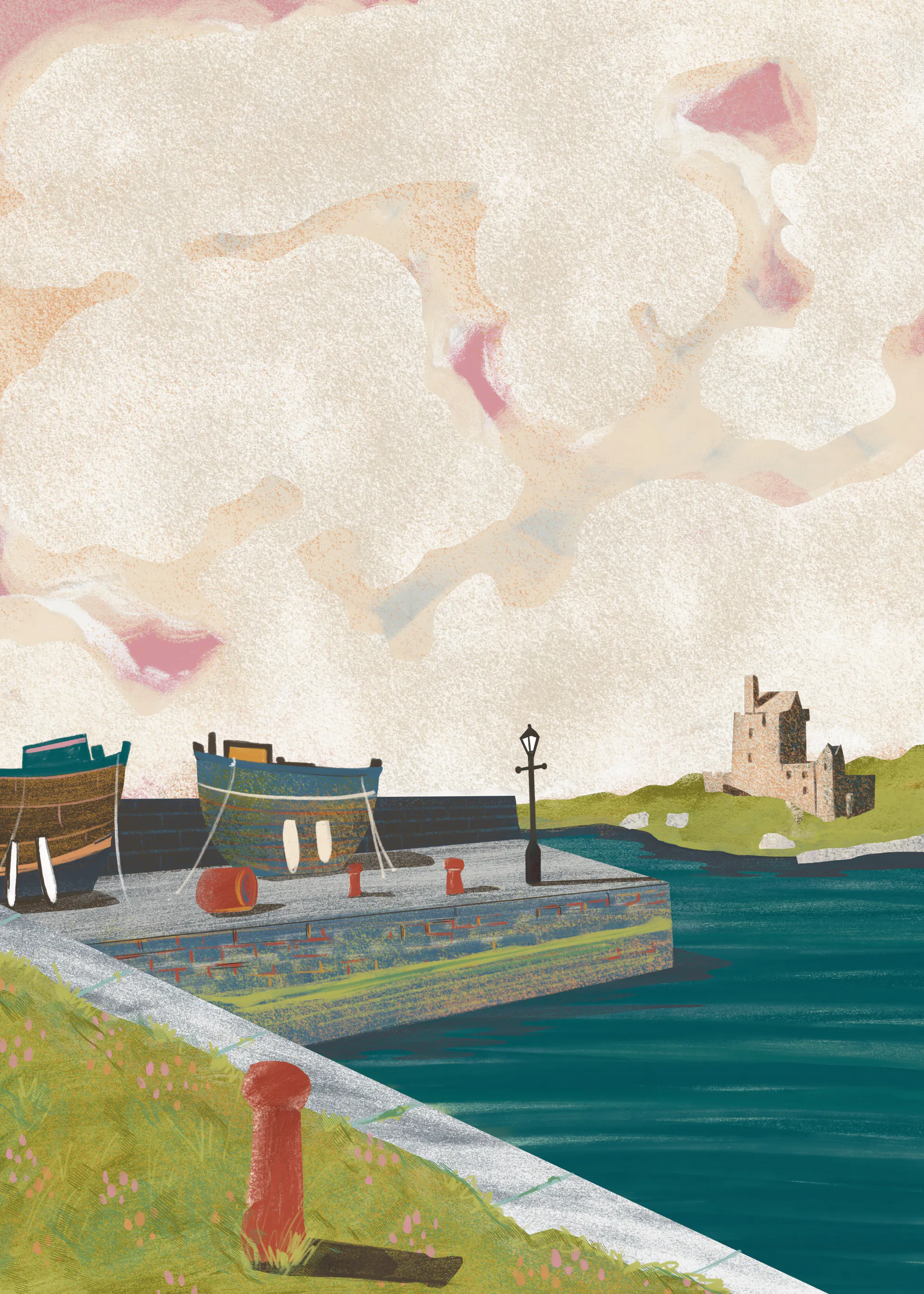 Aqua Coastal Village Poster 0
