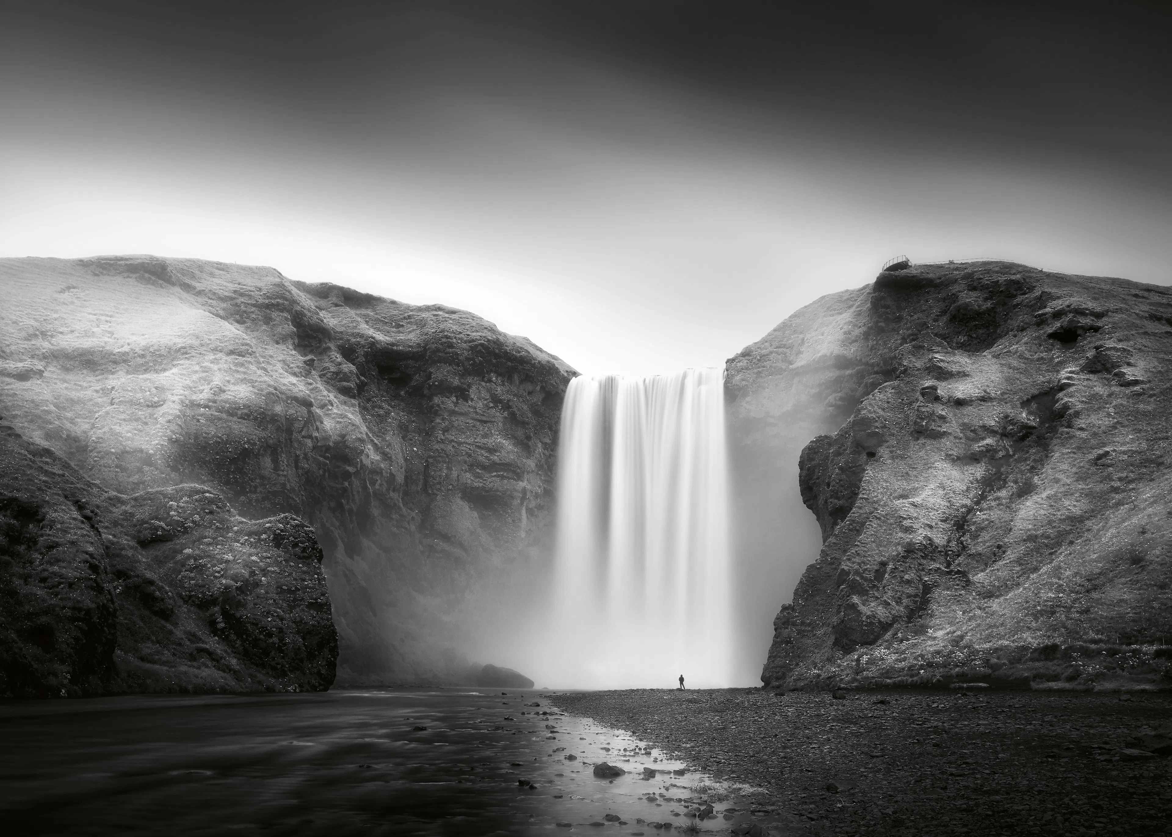 Black Serene Waterfall Poster 0