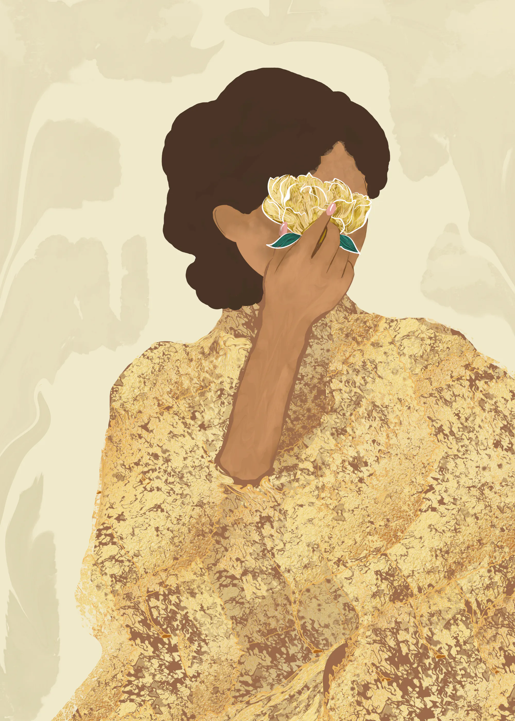 Beige Golden Bloom Poster 0