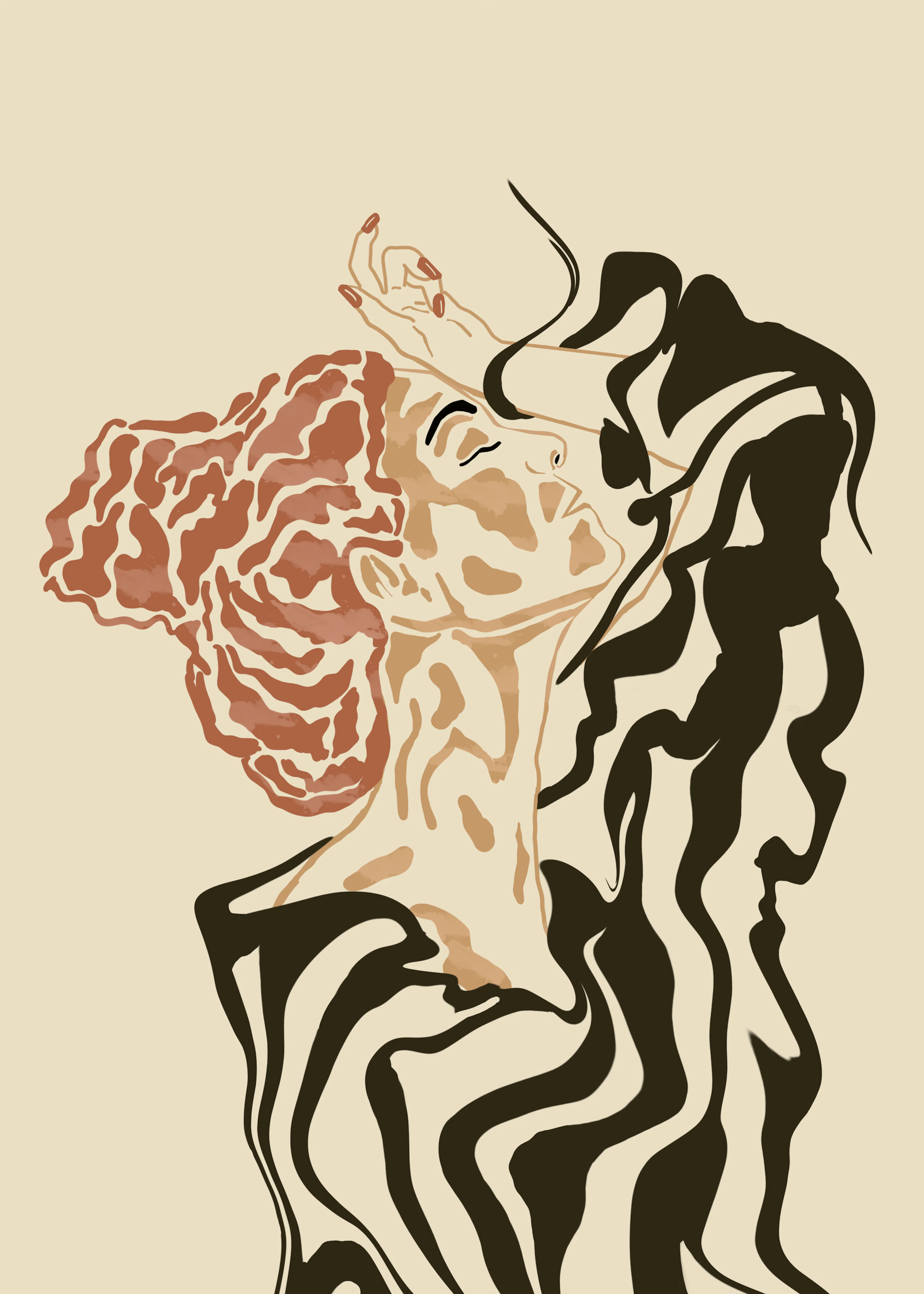 Abstract Bloemen Silhouet Poster 0
