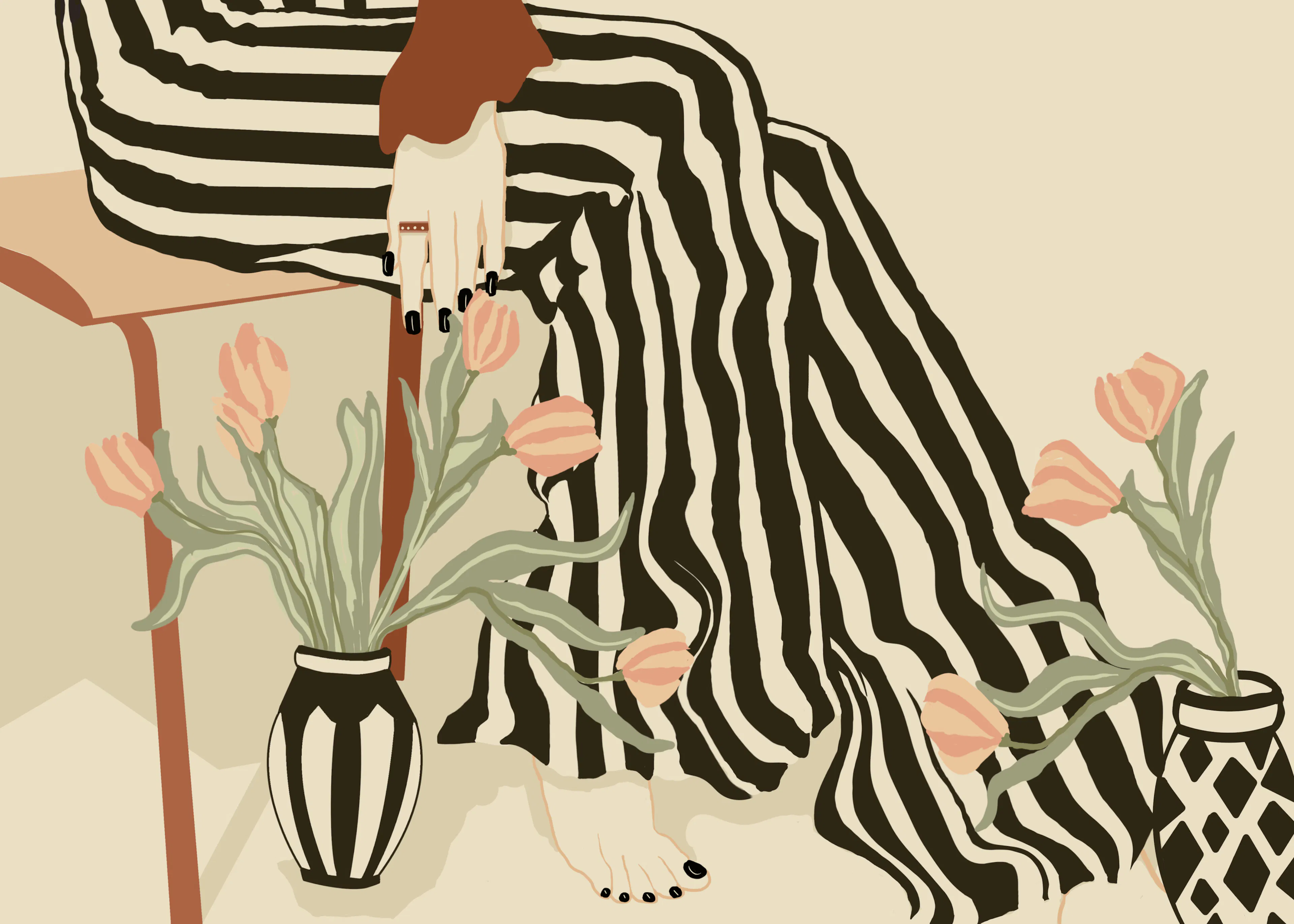 Beige Striped Elegance Poster 0