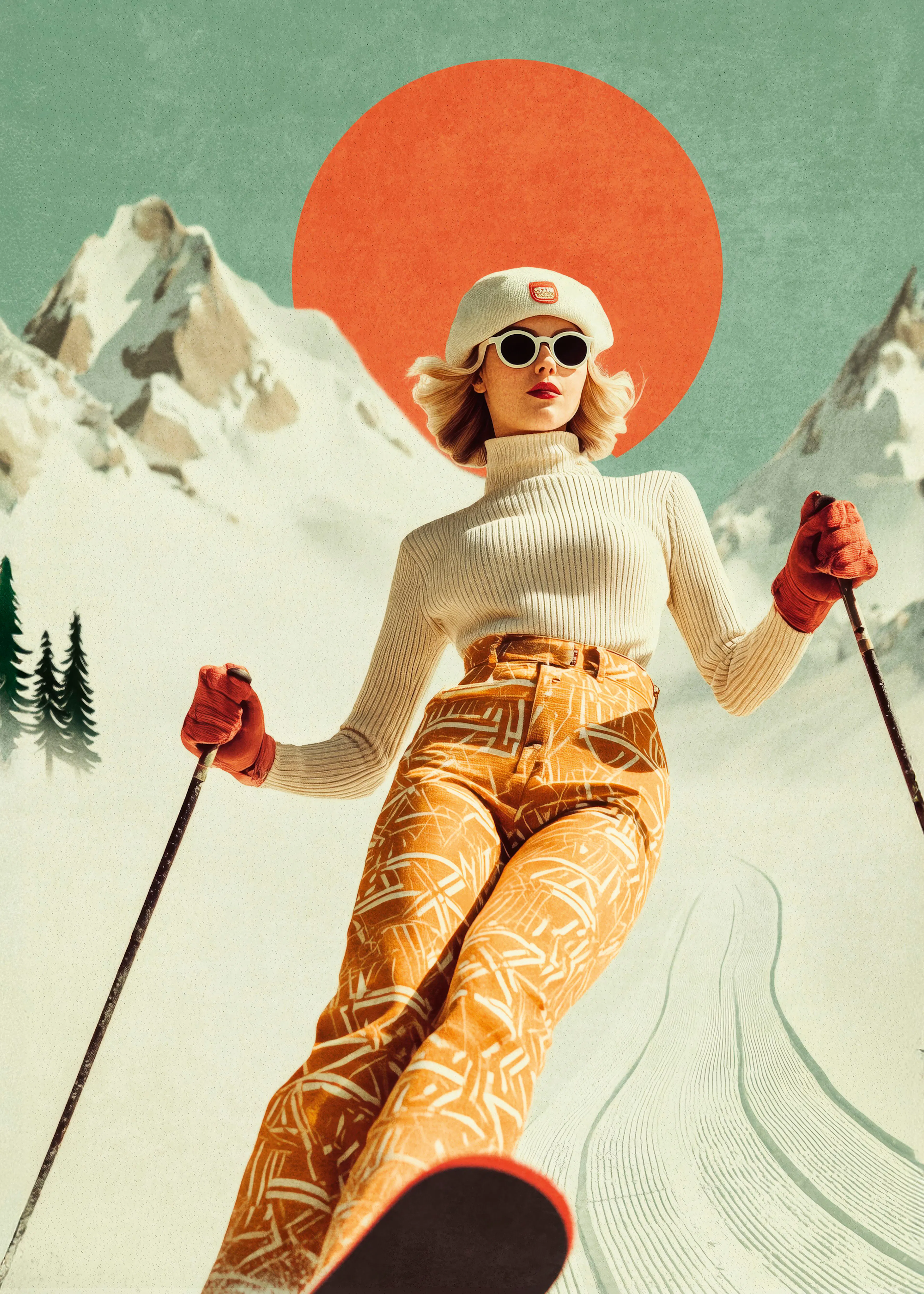 Retro Ski Avontuur Poster 0