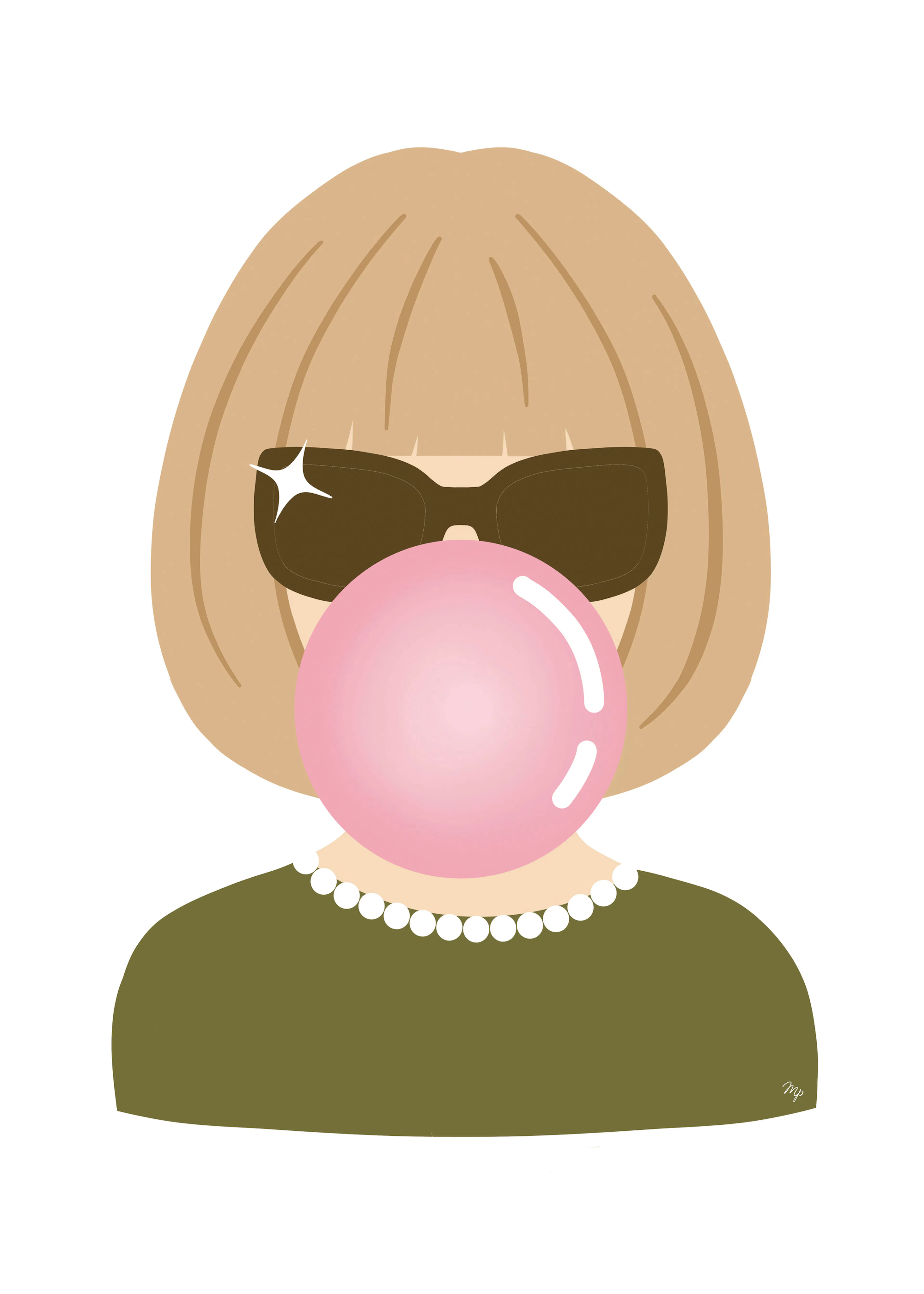 Beige Bubblegum Chic Poster 0