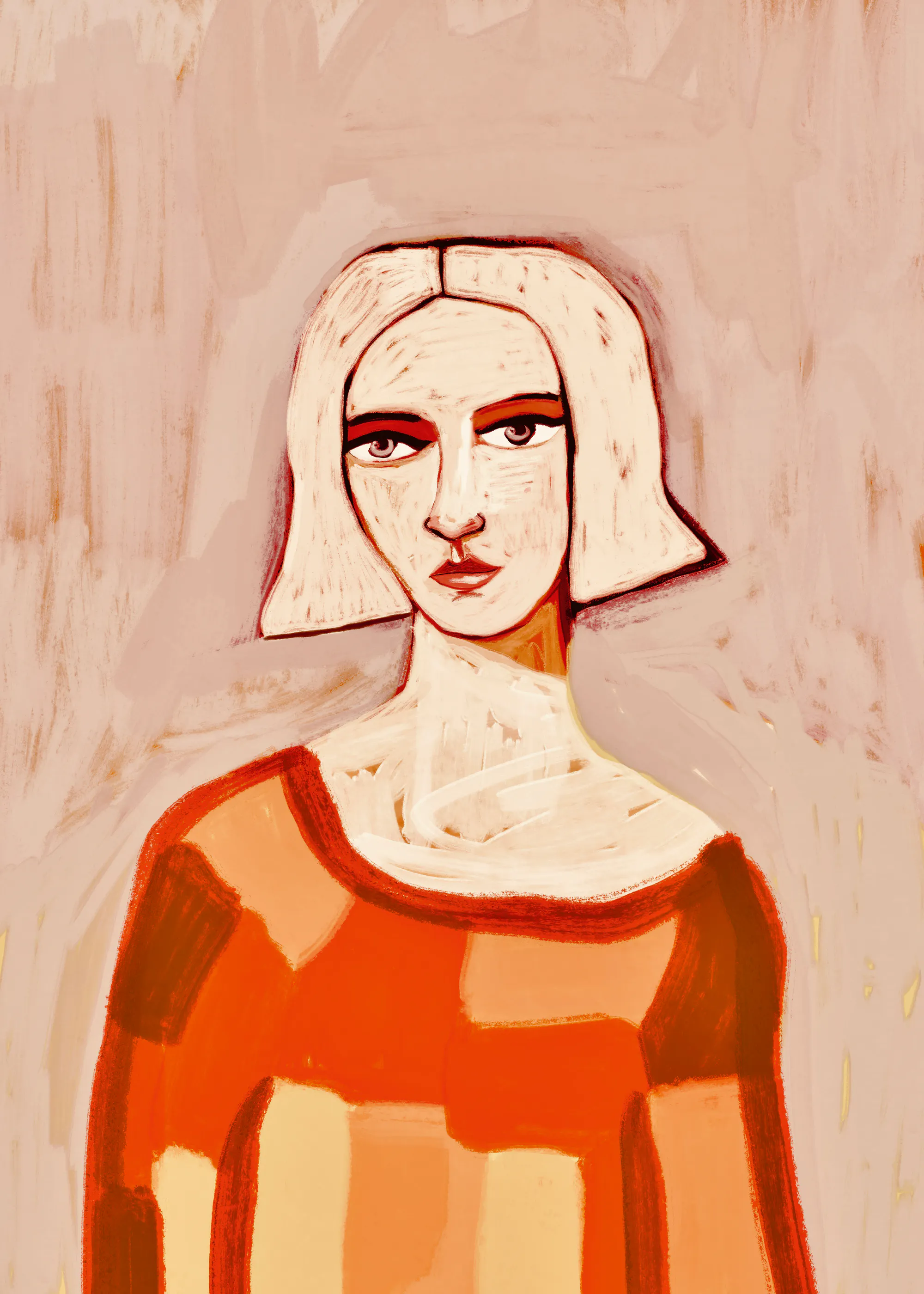 Peach Abstract Portrait Poster 0