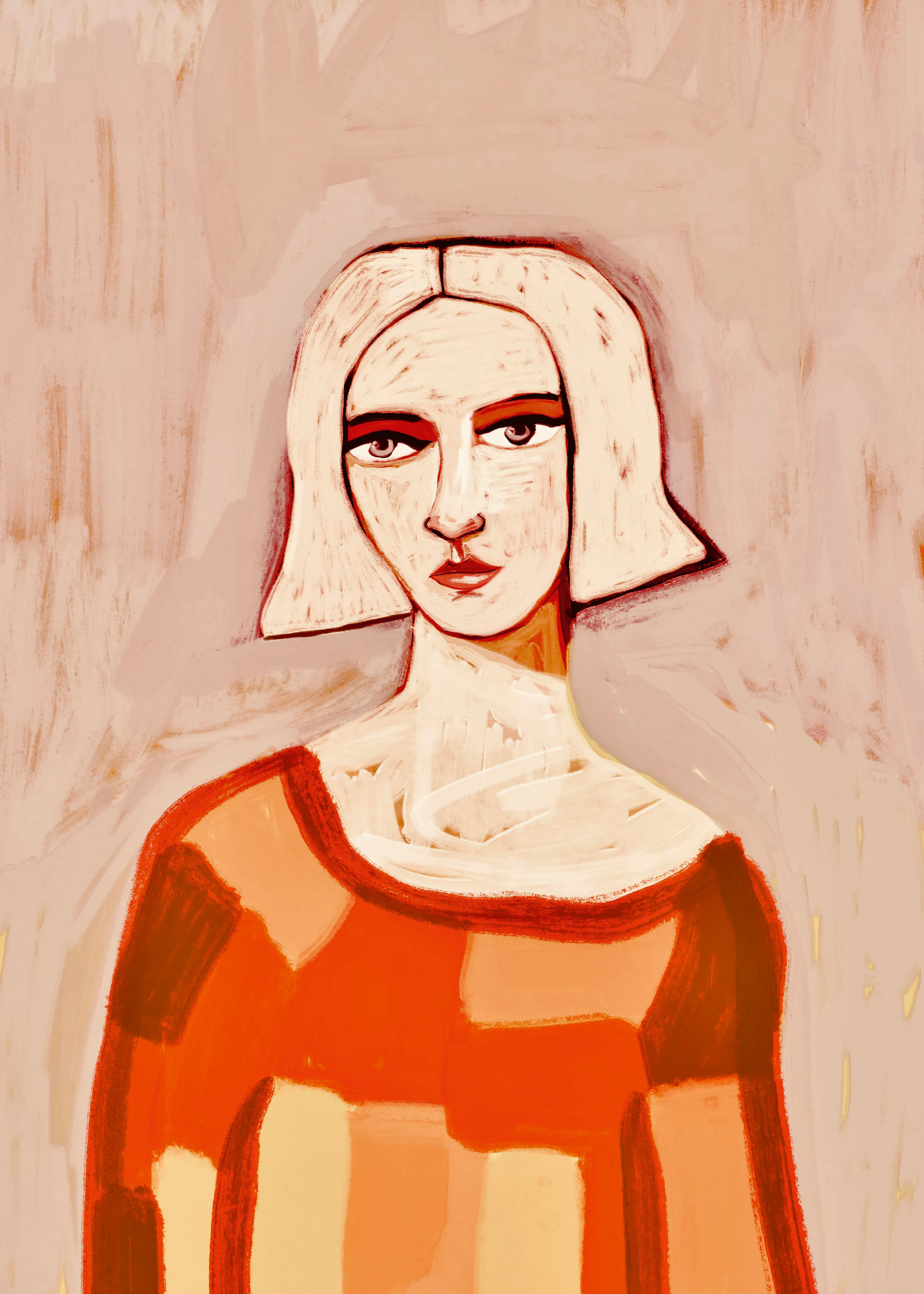 Peach Abstract Portrait Poster 0