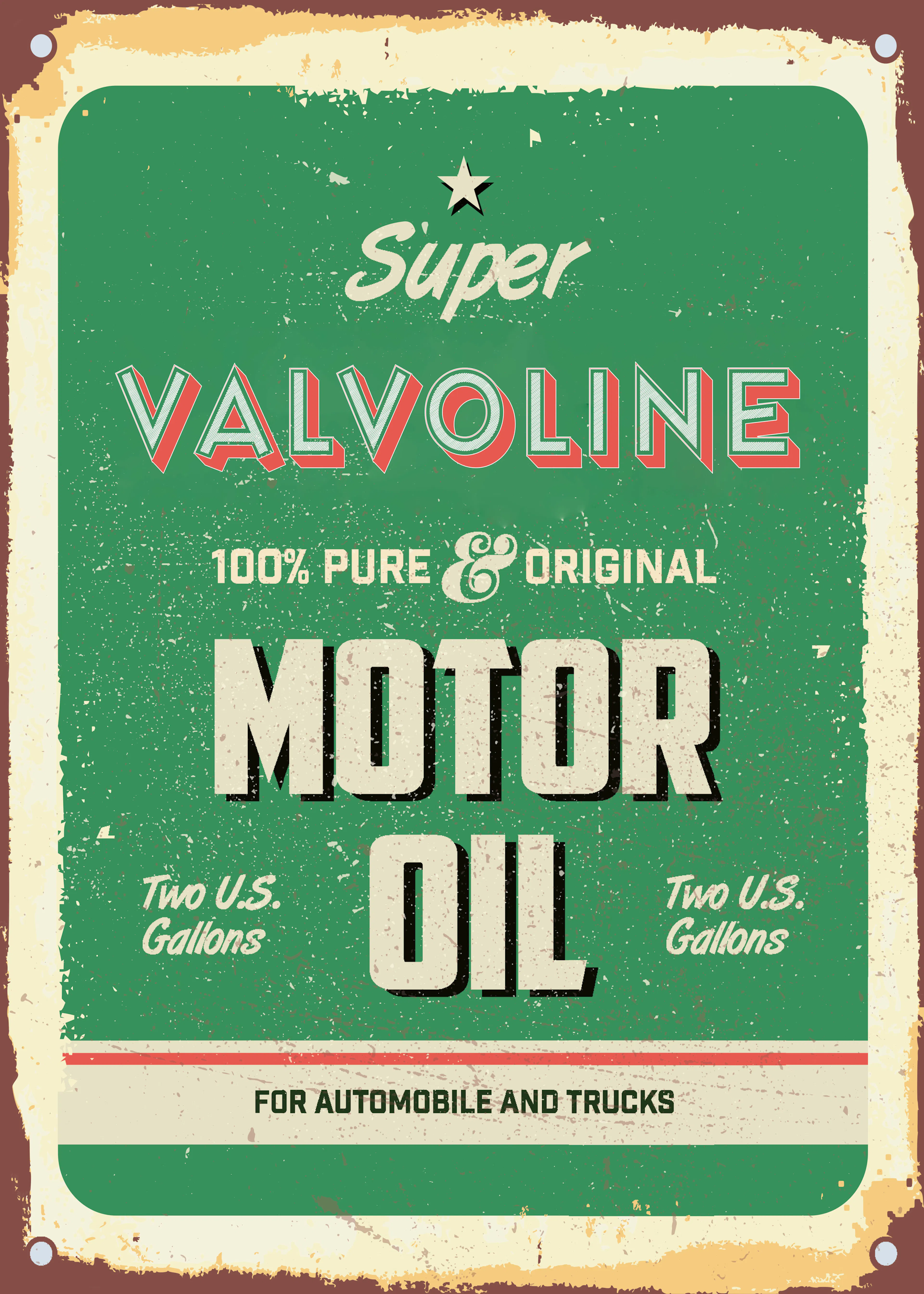 Huile Moteur Verte Vintage Poster 0
