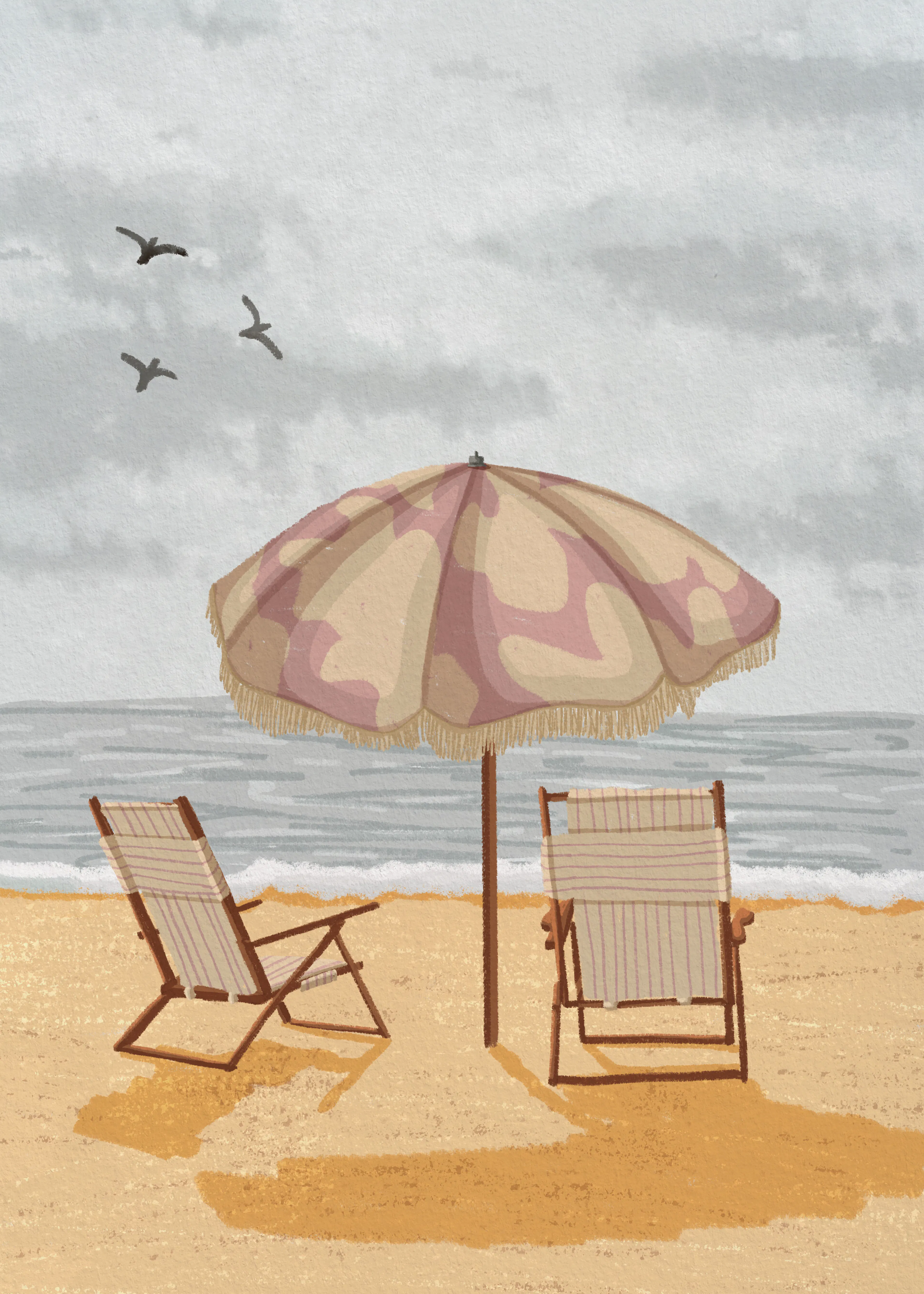 Beige Beach Serenity Poster 0