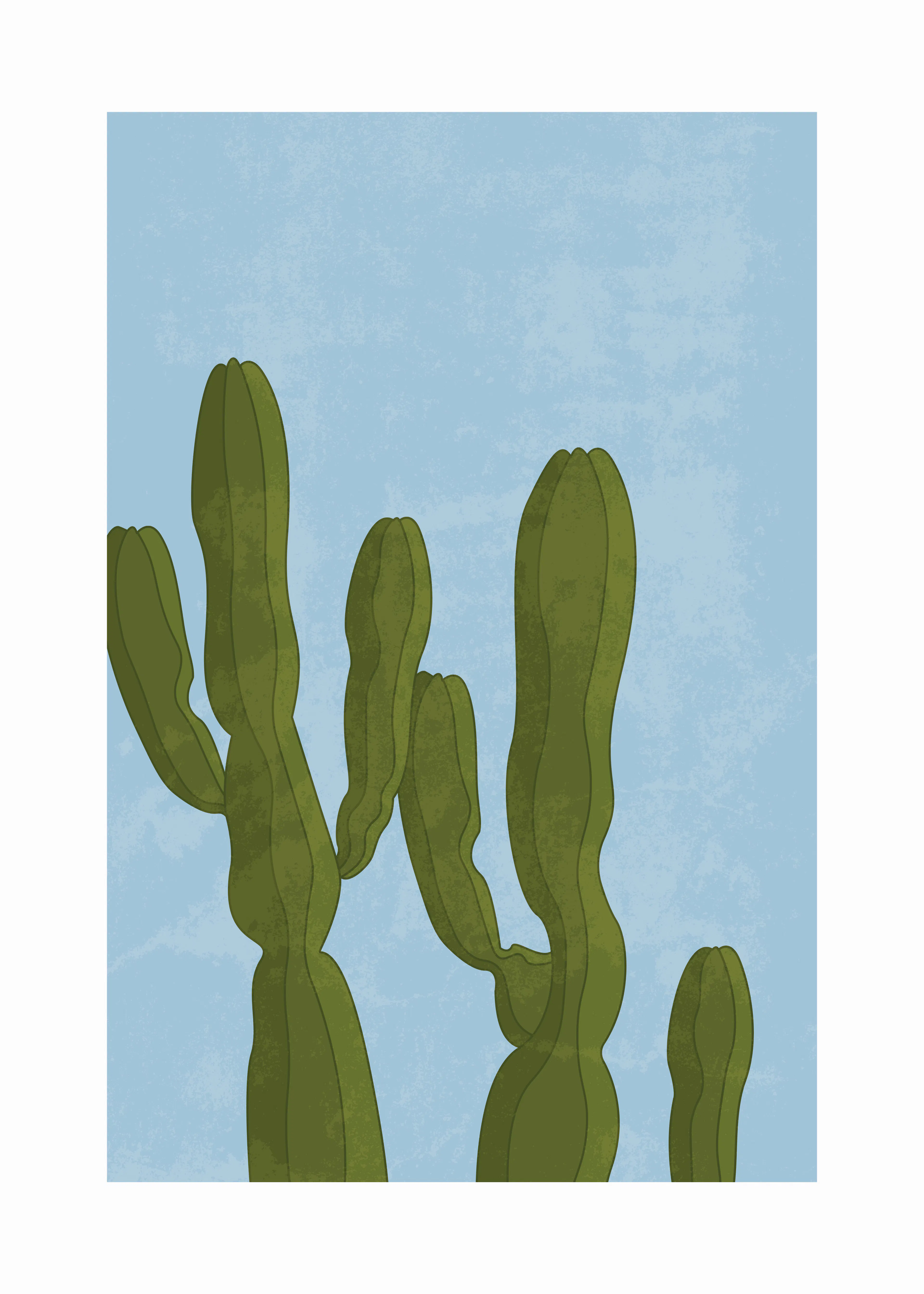 Blue Desert Cactus Poster 0