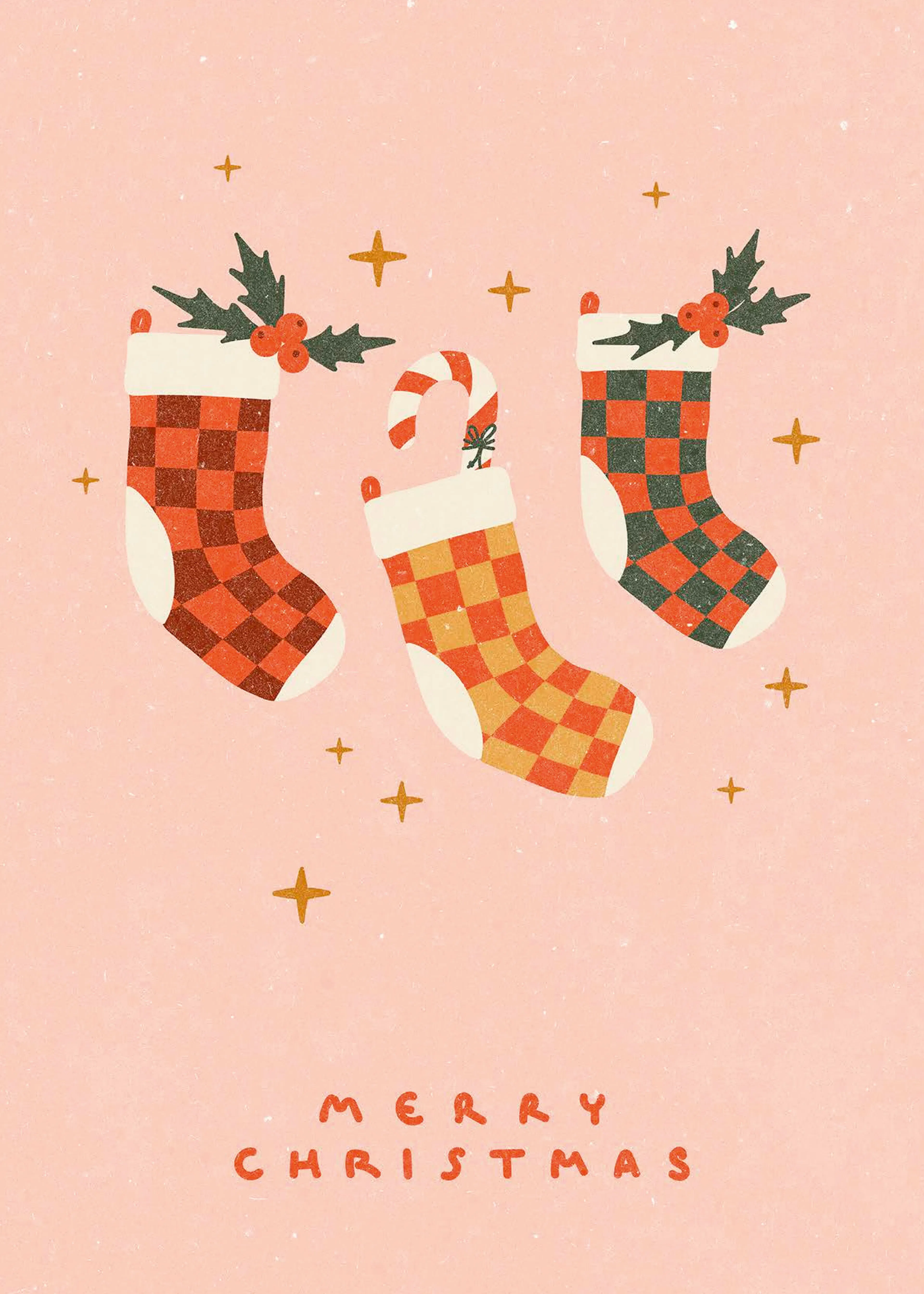 Peach Christmas Stockings Poster 0