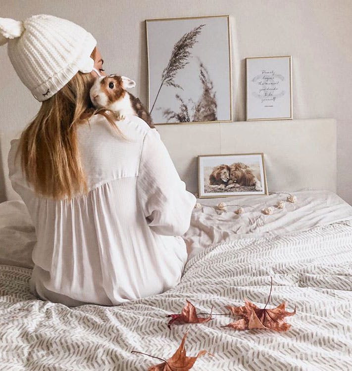 Nice gallery wall in brown tones in golden frames