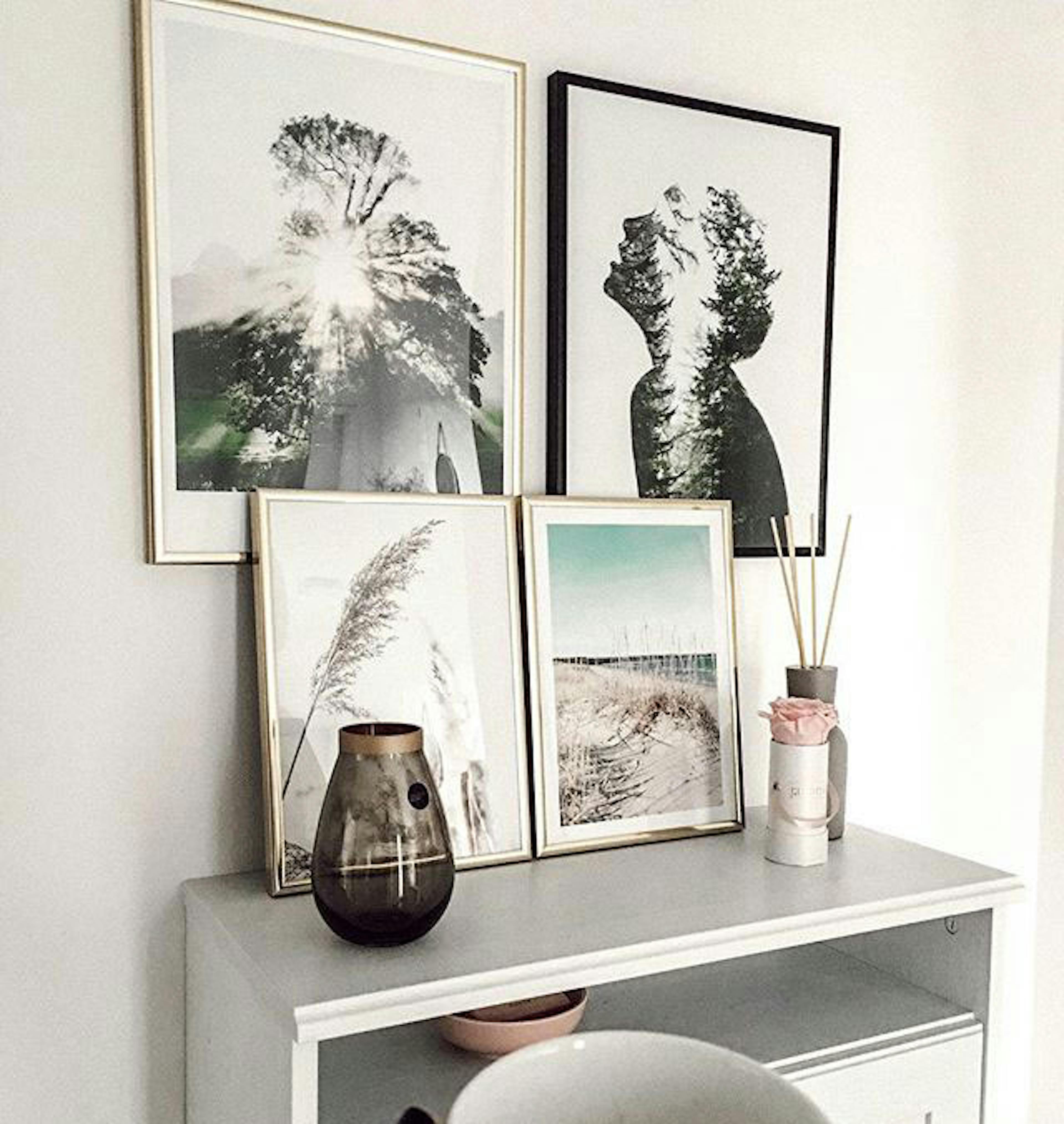 Élégante décoration murale avec des posters de la nature