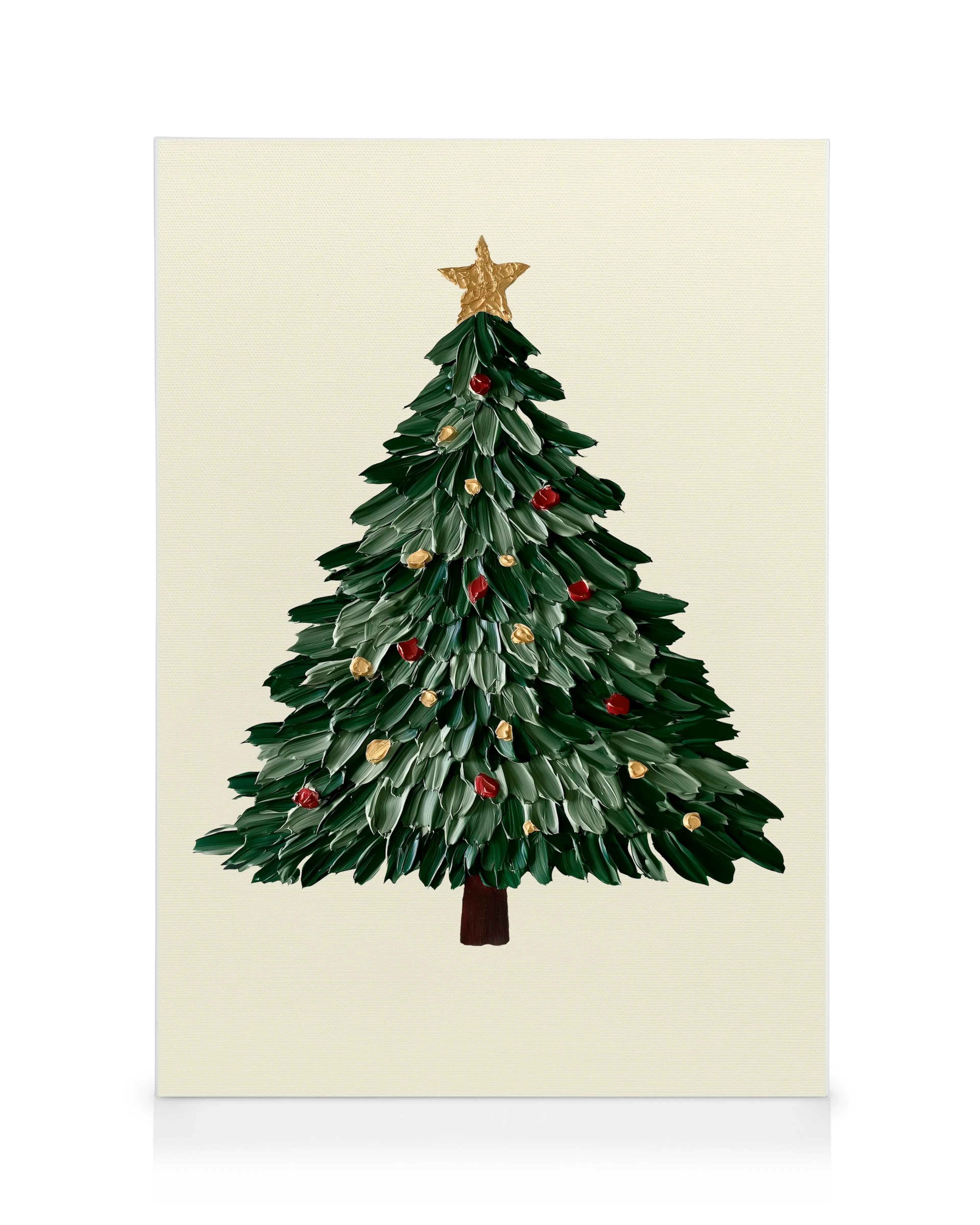 Gemalter Weihnachtsbaum Leinwandbild 0