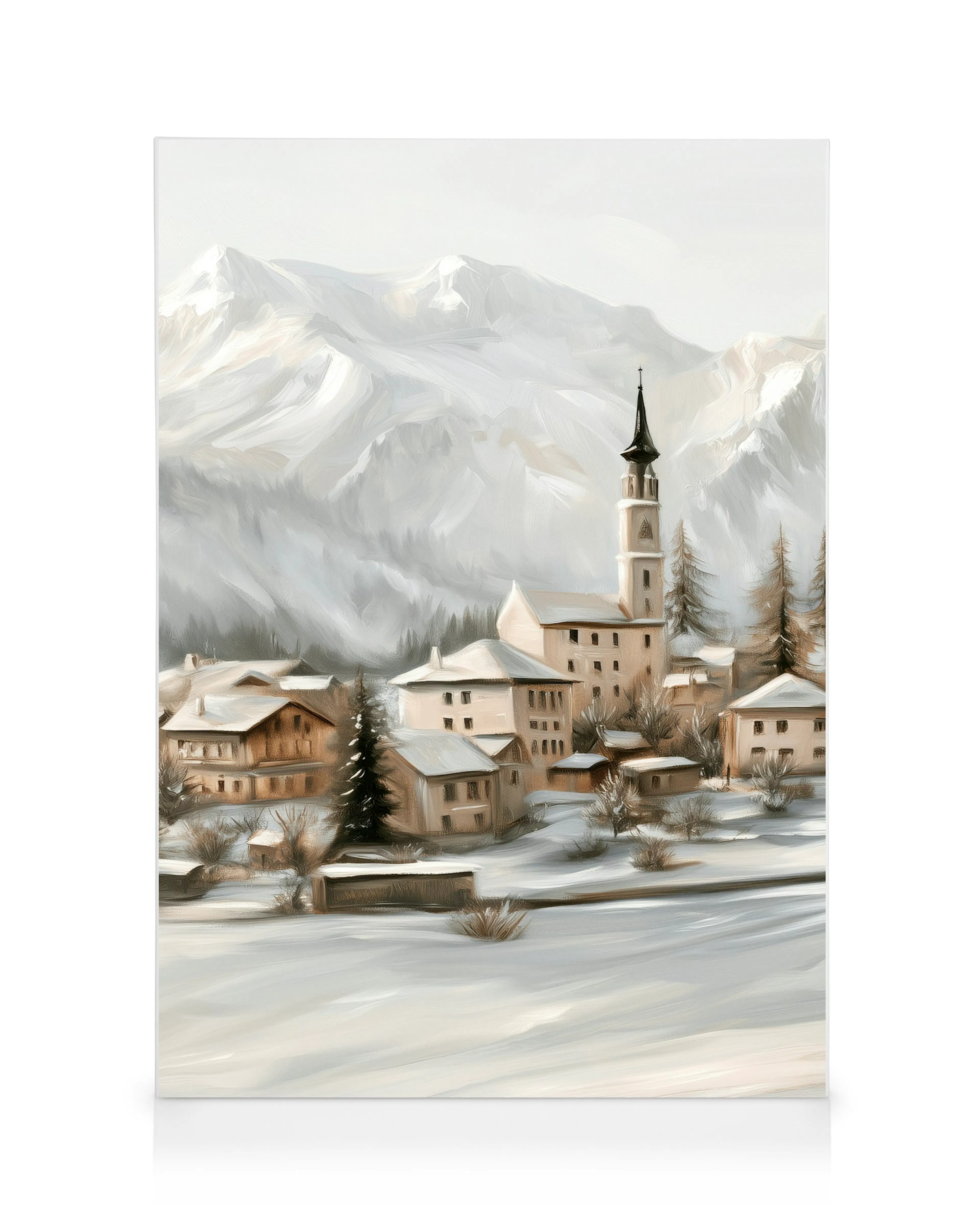 Weißes Winterdorf Leinwandbild 0