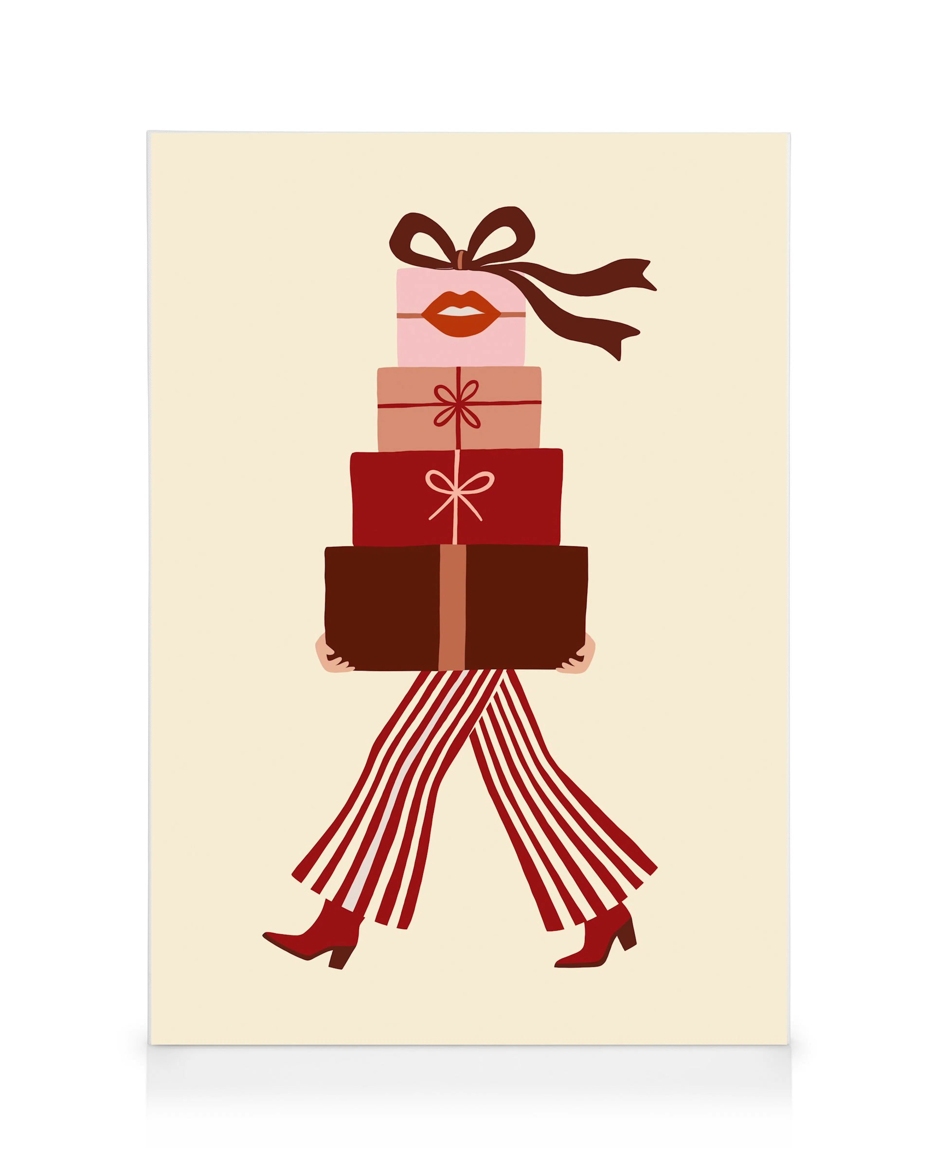 Weihnachtsspaziergang mit Geschenken Leinwandbild 0