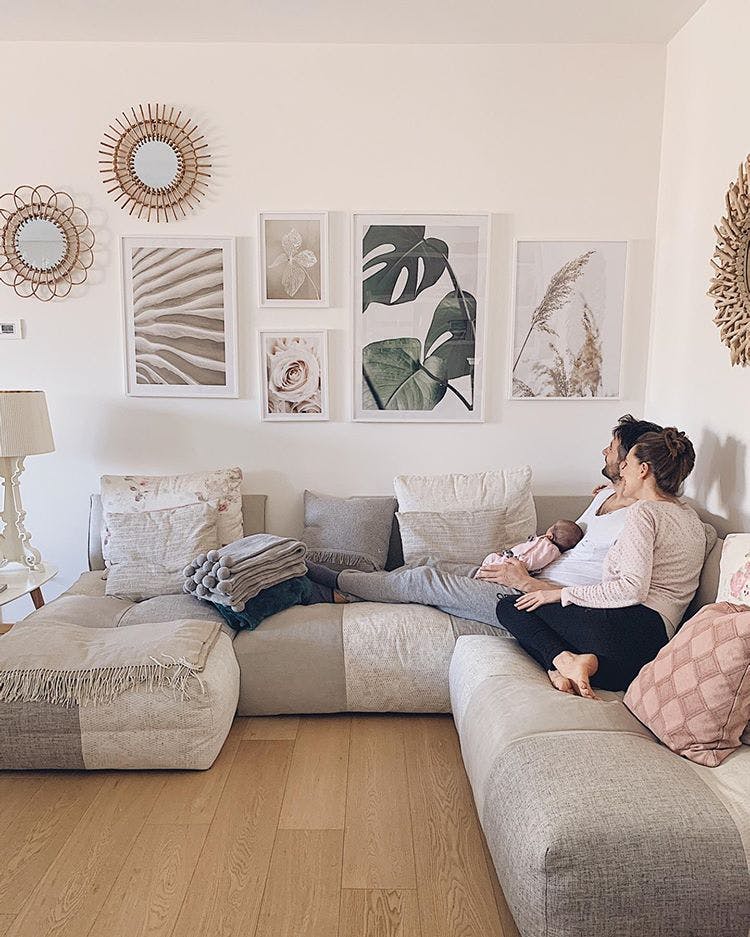 ウォールアート リビングインテリア 北欧風 モンステラ 実例