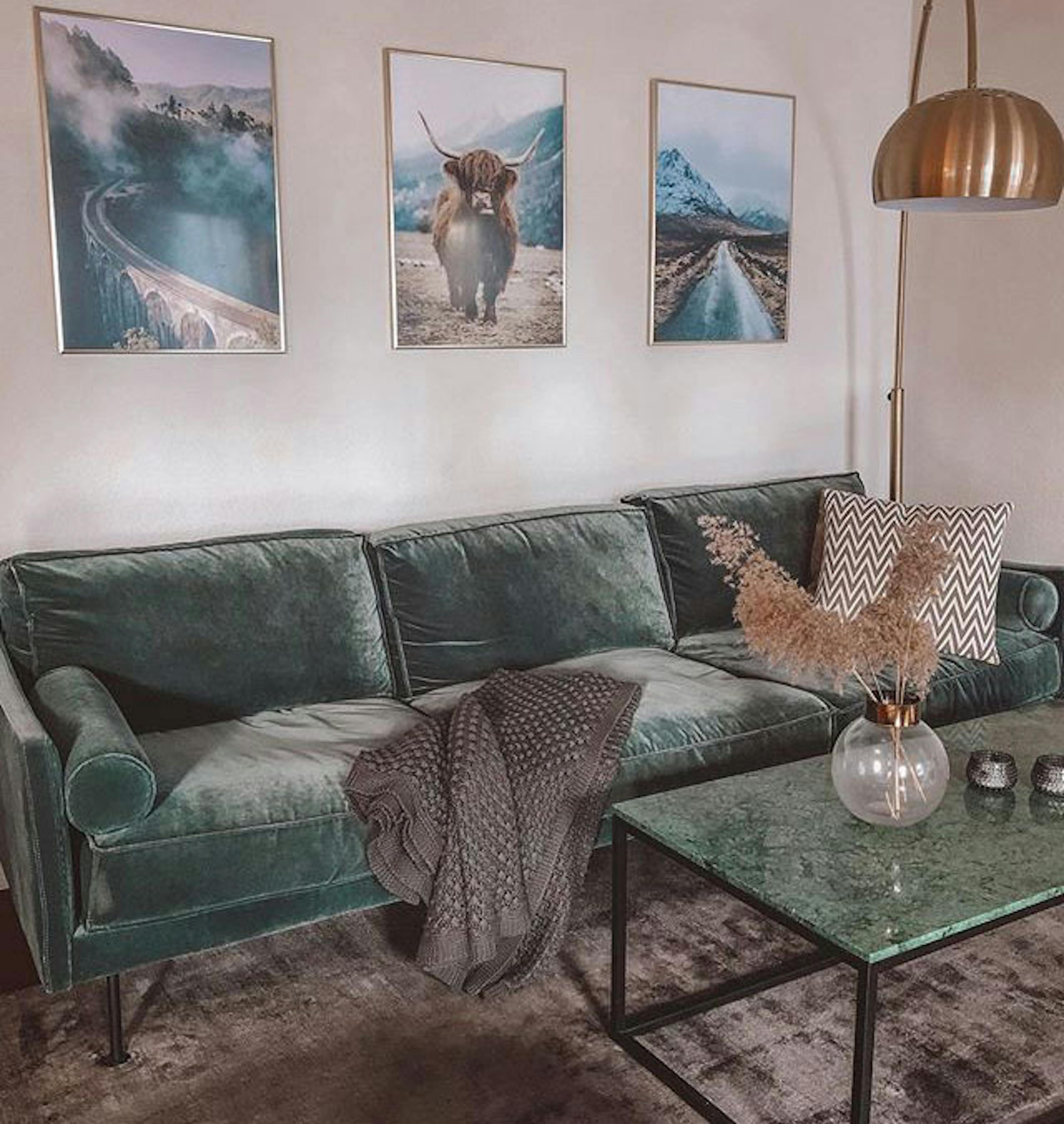 Gallery Wall with Highland Cow poster and landscapes thumbnail