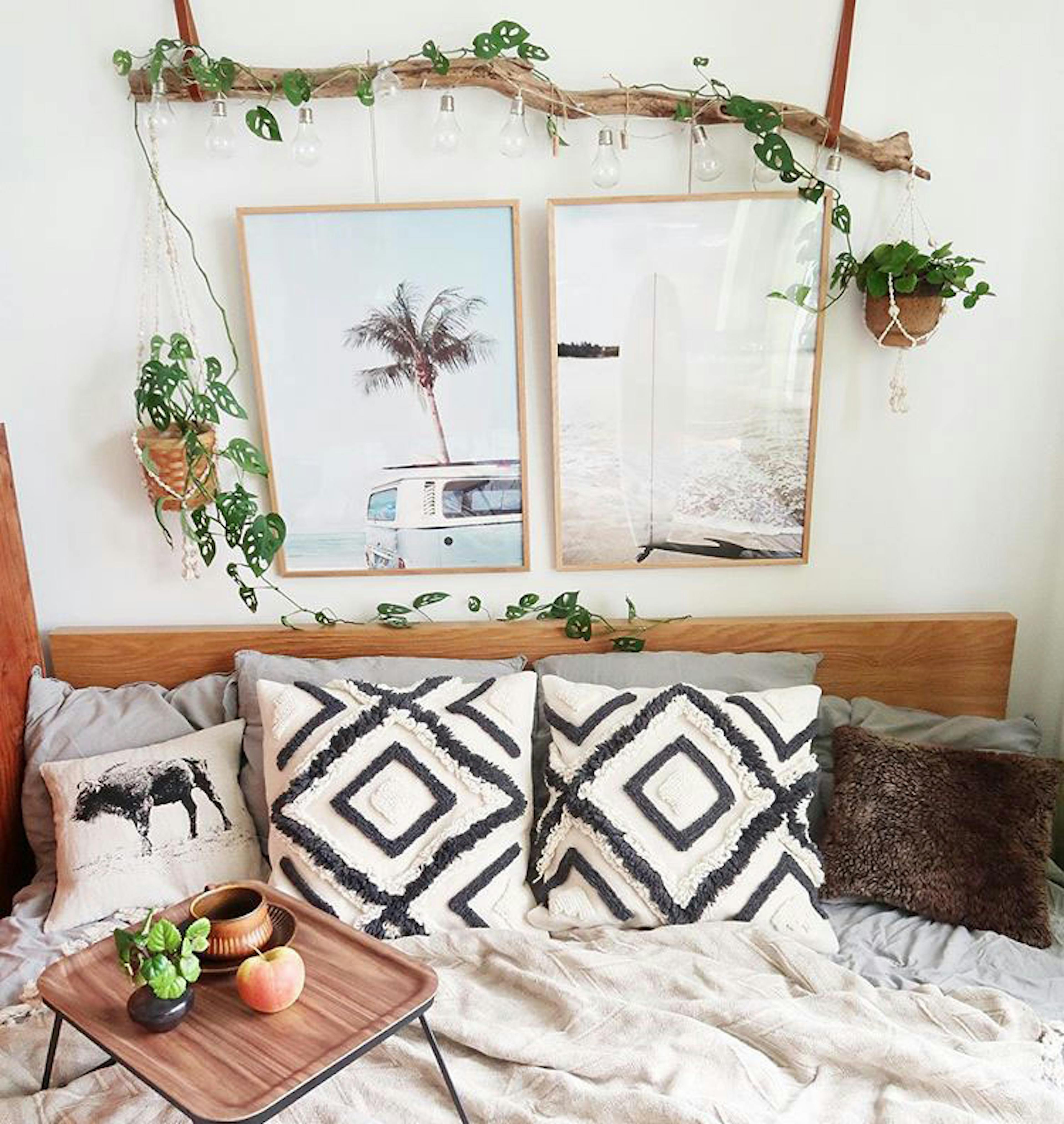 Tropical prints Surf Van Surfboard posters oaken frames