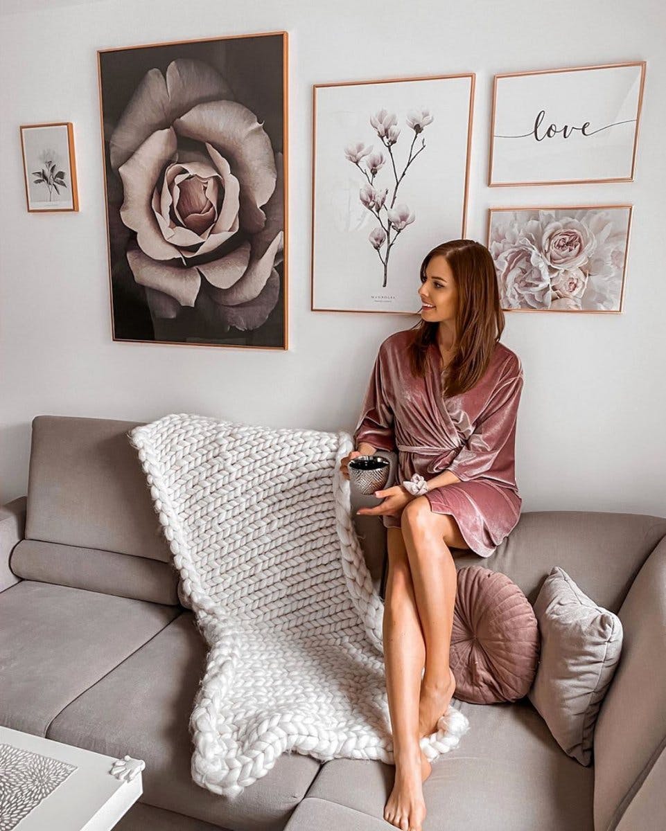 Beautiful pink gallery wall peonies posters blossom