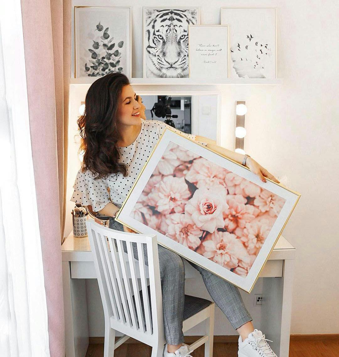 Poster botanici poster tigre e cornici dorate