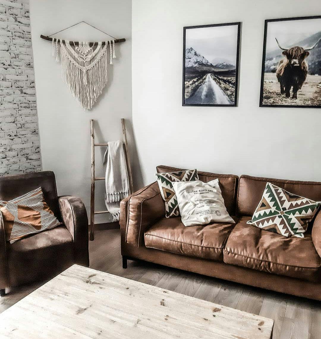 Bohemian style interior stunning nature posters black wooden frames