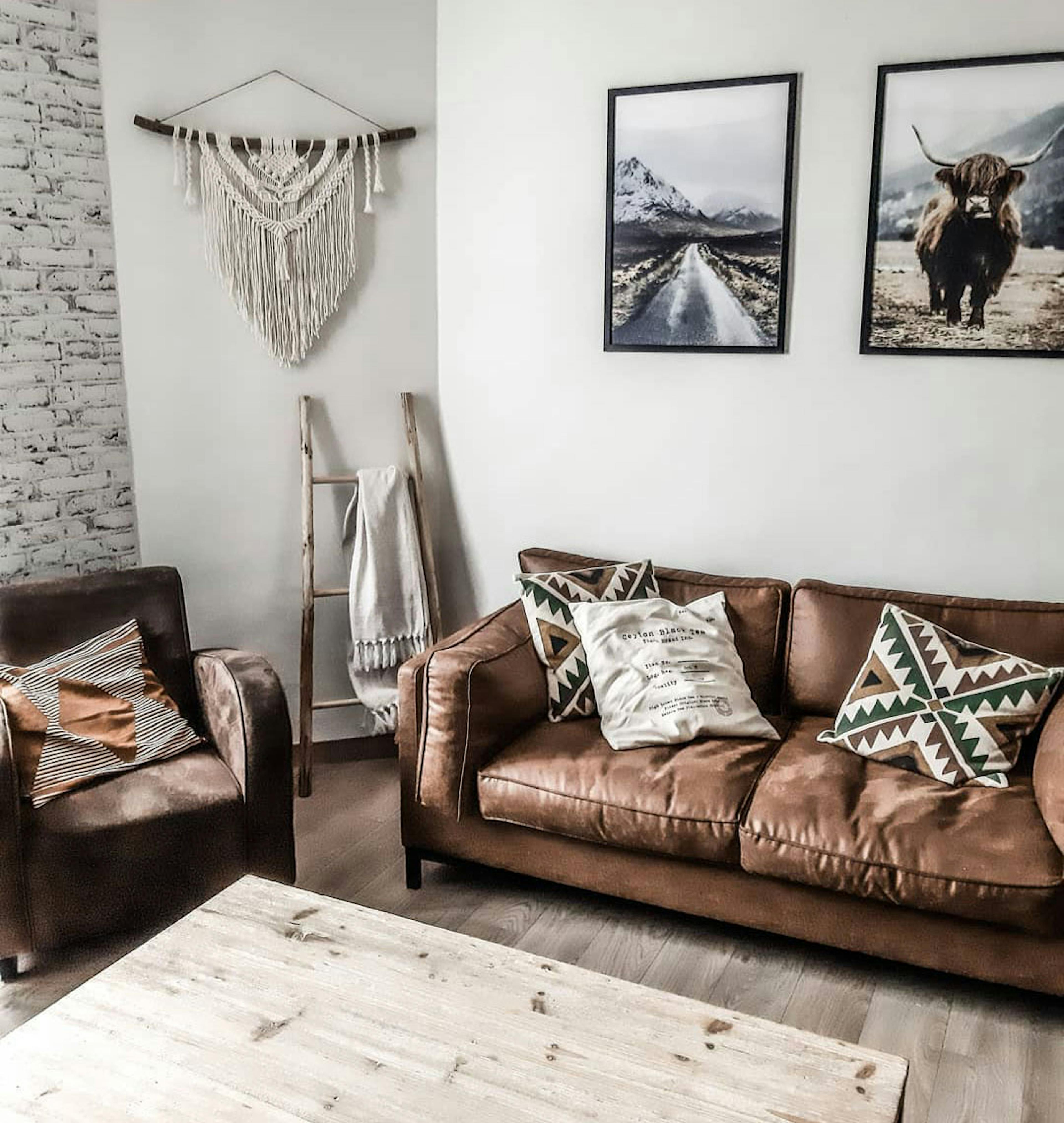 Bohemian style interior stunning nature posters black wooden frames